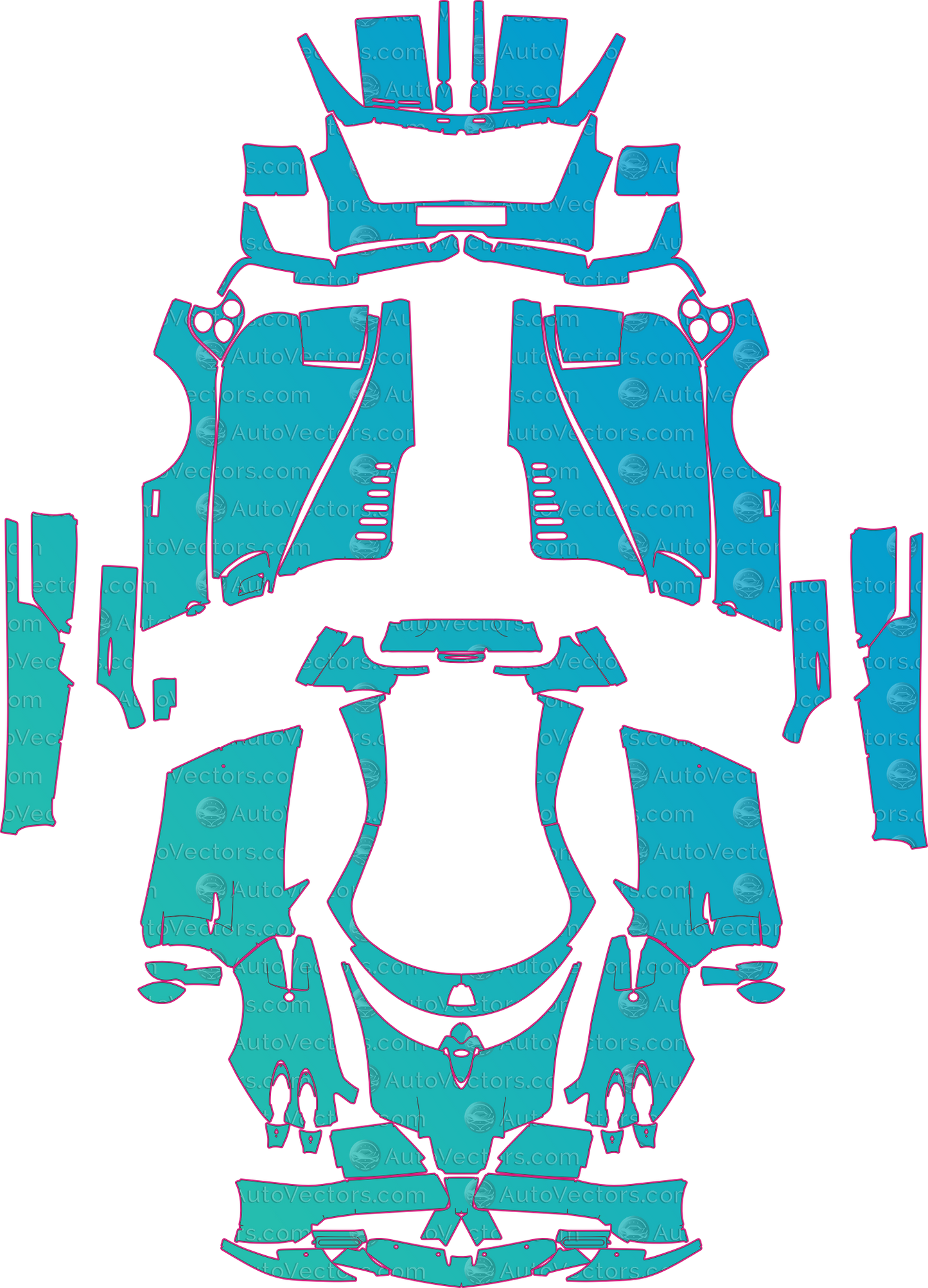Pagani Huayra (From 2017) Roadster – pre-cut PPF pattern templates, instant digital download vector cut files (CDR, AI, PDF, SVG)