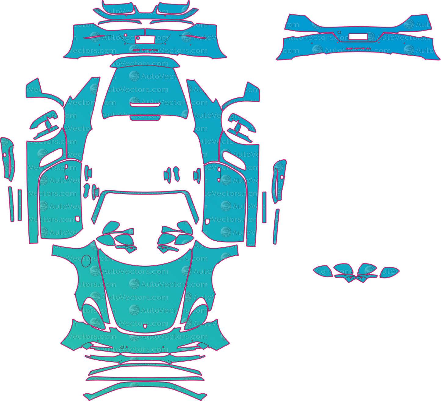 Porsche 718 Boxster 982 GTS 4.0 (From 2020) Convertible Pre-Cut PPF Pattern Templates – pre-cut PPF pattern templates, digital download vector files (CDR, AI, PDF, DXF, SVG)