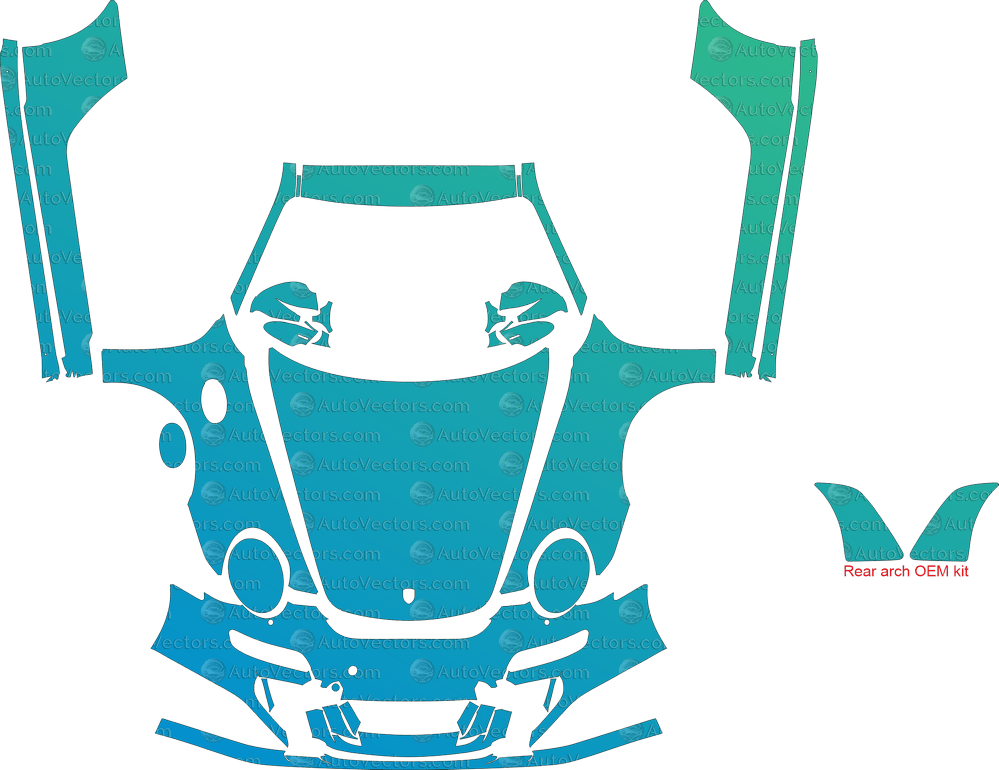 Porsche 911 (997.1) GT3 RS (2007 - 2009) Coupe pre-cut PPF vector template download
