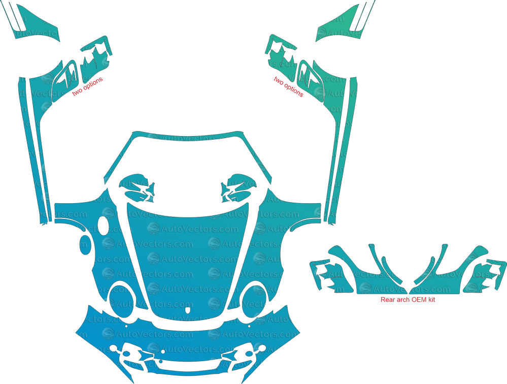 Porsche 911 (997.1) Turbo (2007 - 2009) Convertible pre-cut PPF vector template download