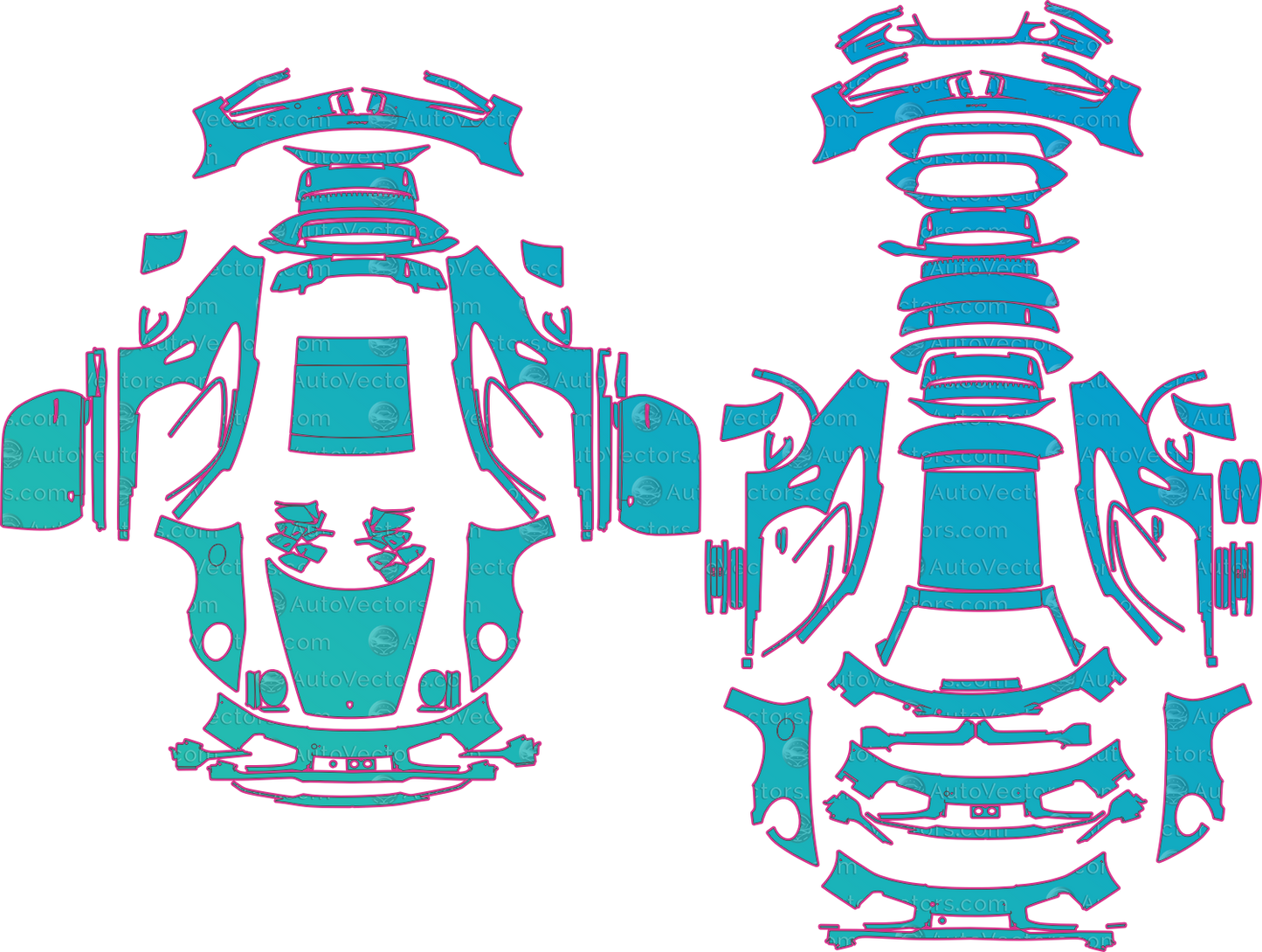 Porsche 911 Turbo S Sport Design 992.2 (From 2026) Coupe – pre-cut PPF pattern templates, instant digital download vector cut files (CDR, AI, PDF, SVG)