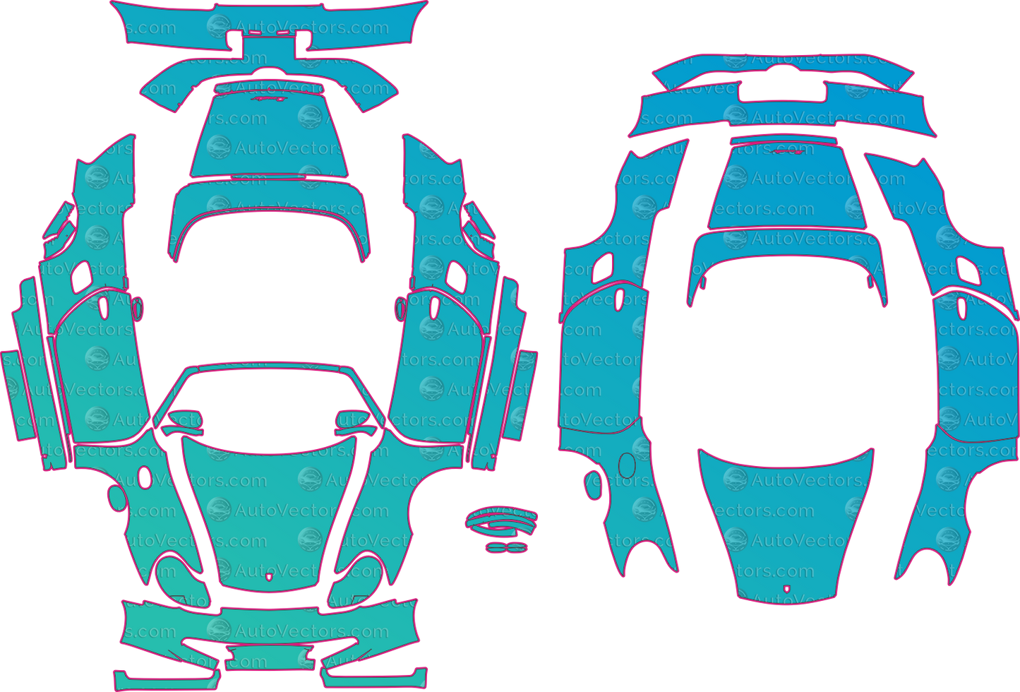 Porsche Boxster 986 (From 2001) Convertible Pre-Cut PPF Pattern Templates – pre-cut PPF pattern templates, digital download vector files (CDR, AI, PDF, DXF, SVG)