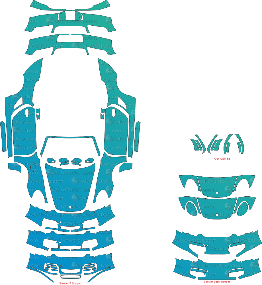 Porsche Boxster Base, S 987.1 (2005 - 2008) Roadster Pre - cut Pattern templates pre - cut PPF template digital file download