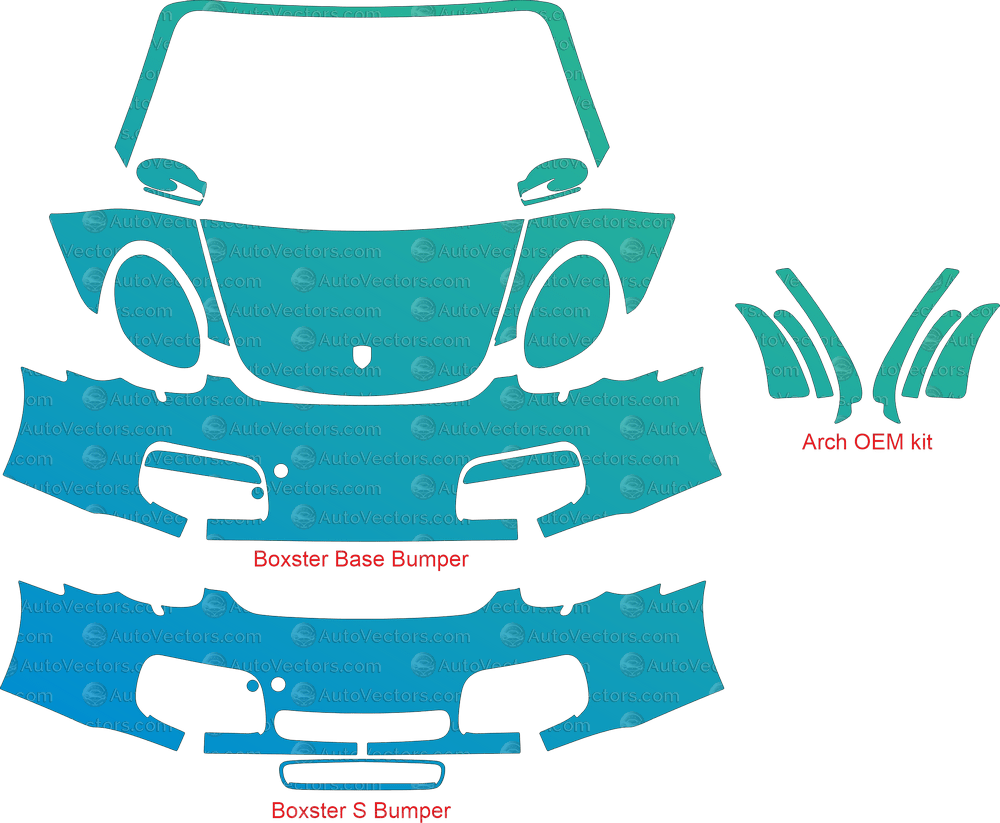 Porsche Boxster Base / S 987.1 (2005–2008) Roadster pre-cut PPF vector template download