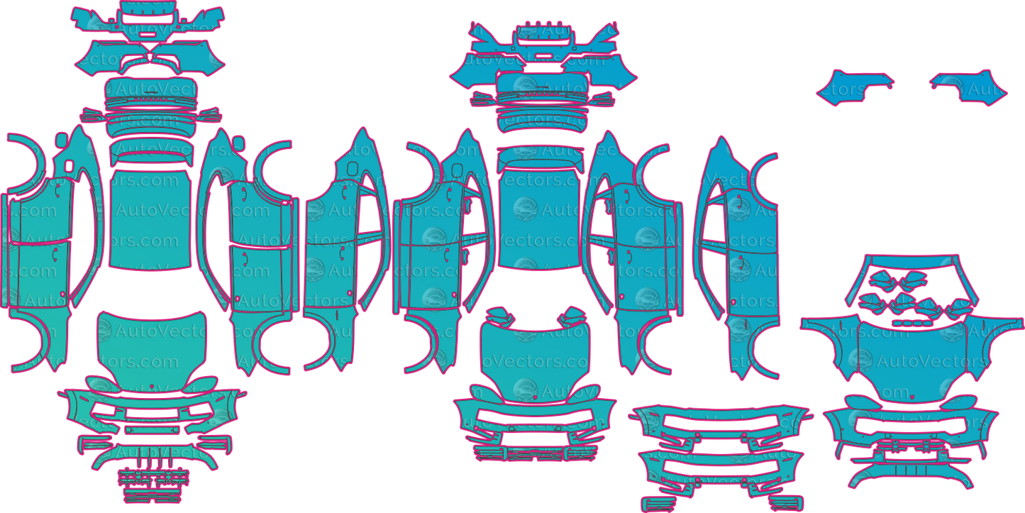 Porsche Cayenne 9YB Facelift (From 2023) Coupe Pre-Cut PPF Pattern Templates – pre-cut PPF pattern templates, digital download vector files (CDR, AI, PDF, DXF, SVG)