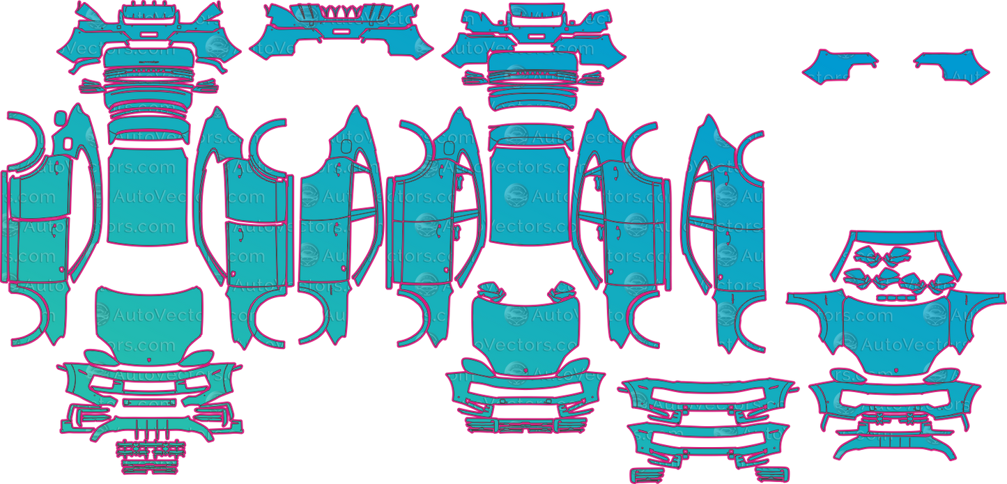 Porsche Cayenne 9YB GTS Facelift (From 2024) Coupe Pre-Cut PPF Pattern Templates – pre-cut PPF pattern templates, digital download vector files (CDR, AI, PDF, DXF, SVG)