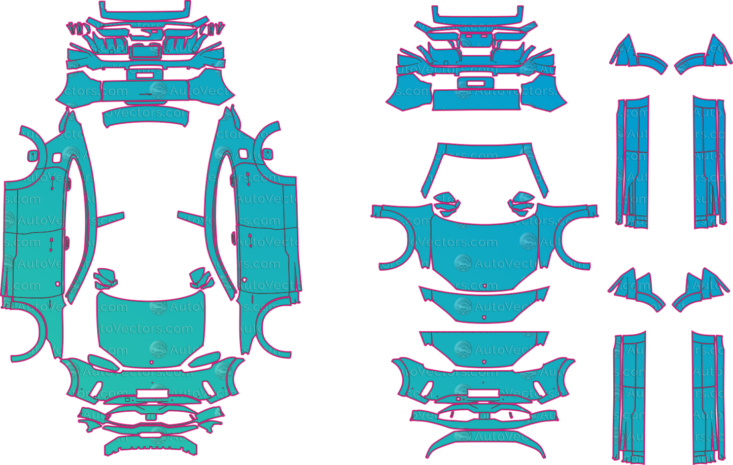 Porsche Cayenne Electric E4 (From 2026) Coupe Pre-Cut PPF Pattern Templates – pre-cut PPF pattern templates, digital download vector files (CDR, AI, PDF, DXF, SVG)