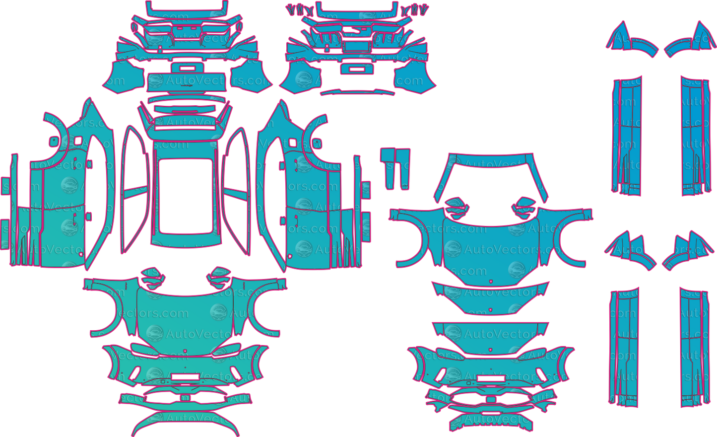Porsche Cayenne Electric E4 (From 2026) SUV Pre-Cut PPF Pattern Templates – pre-cut PPF pattern templates, digital download vector files (CDR, AI, PDF, DXF, SVG)