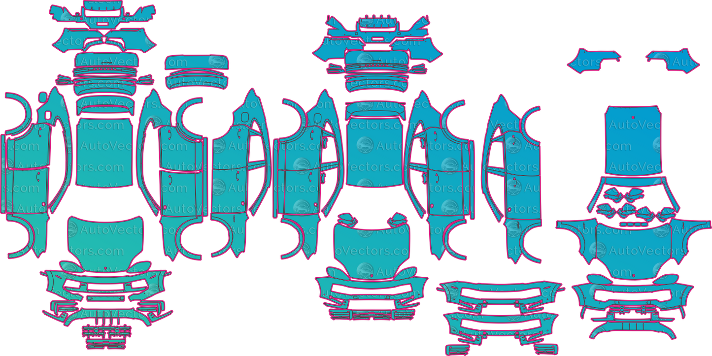 Porsche Cayenne S 9YB Facelift (From 2023) Coupe Pre-Cut PPF Pattern Templates – pre-cut PPF pattern templates, digital download vector files (CDR, AI, PDF, DXF, SVG)