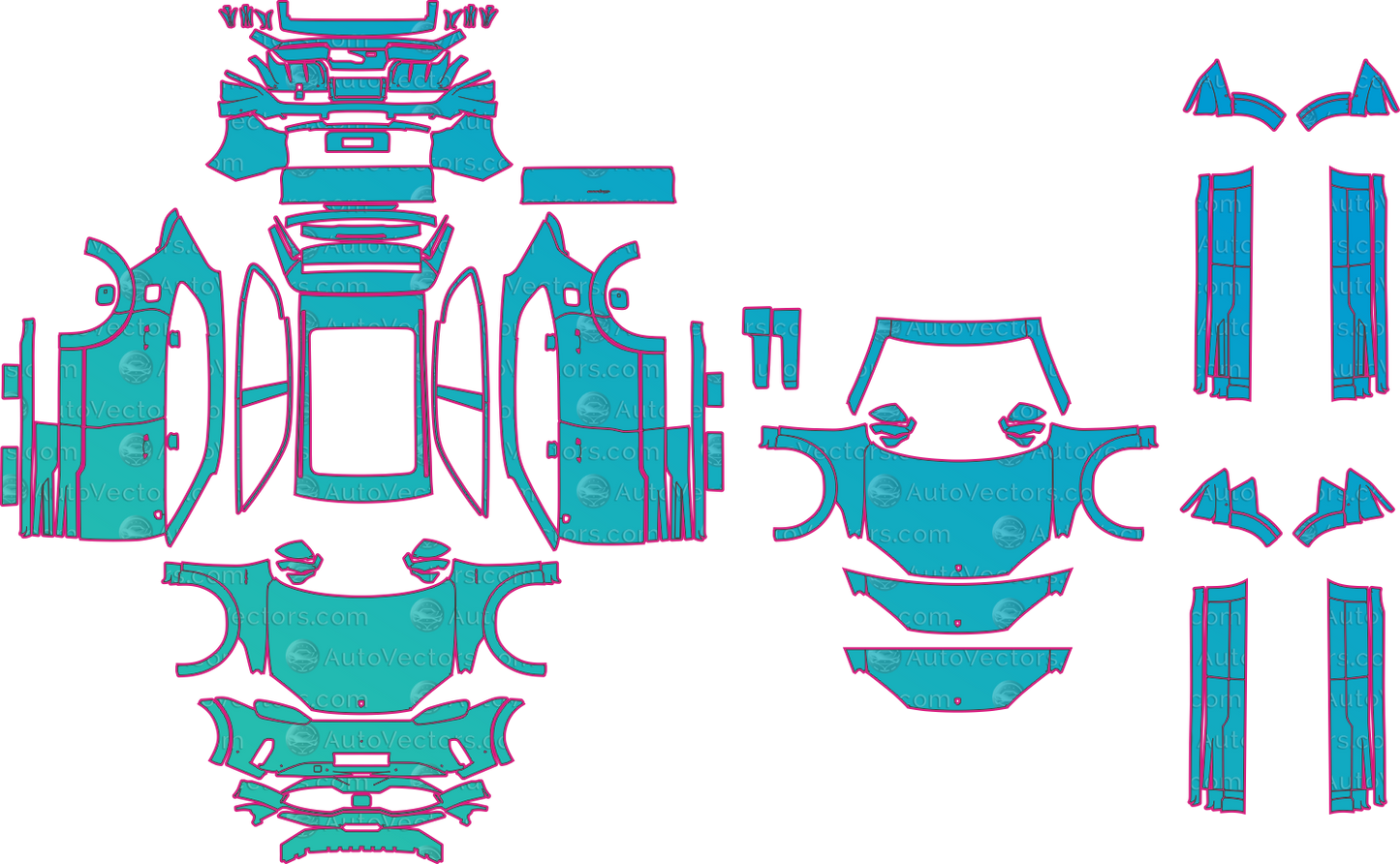 Porsche Cayenne S Electric E4 (From 2026) SUV Pre-Cut PPF Pattern Templates – pre-cut PPF pattern templates, digital download vector files (CDR, AI, PDF, DXF, SVG)
