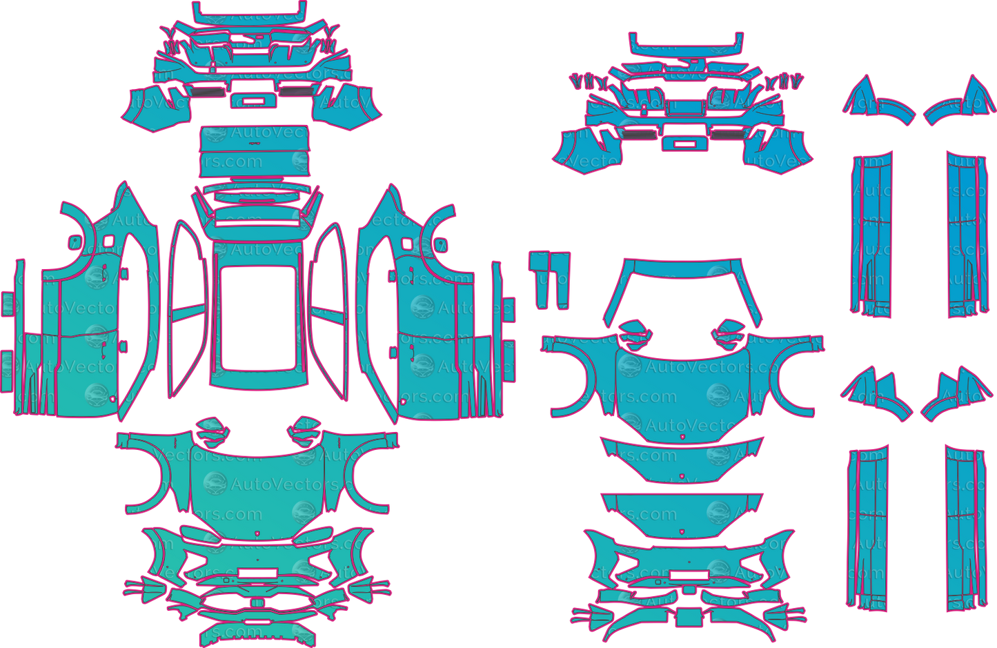 Porsche Cayenne Turbo Electric E4 (From 2026) SUV Pre-Cut PPF Pattern Templates – pre-cut PPF pattern templates, digital download vector files (CDR, AI, PDF, DXF, SVG)