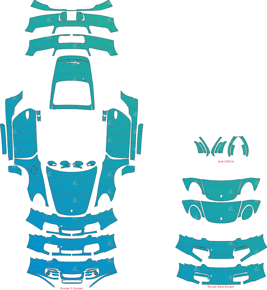 Porsche Cayman Base, S 987.1 (2005–2008) Coupe Pre - cut Pattern Templates pre - cut PPF template digital file download