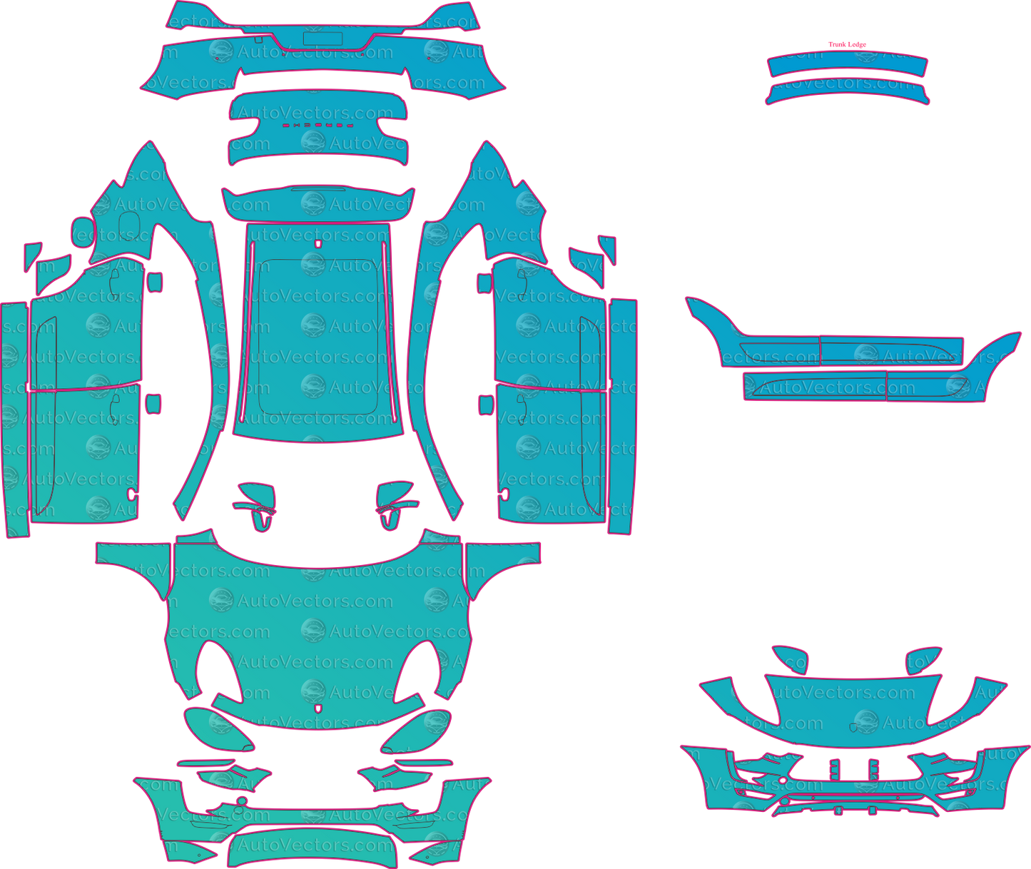 Porsche Macan 95B Sport Design Package (From 2014) SUV Pre-Cut PPF Pattern Templates – pre-cut PPF pattern templates, digital download vector files (CDR, AI, PDF, DXF, SVG)