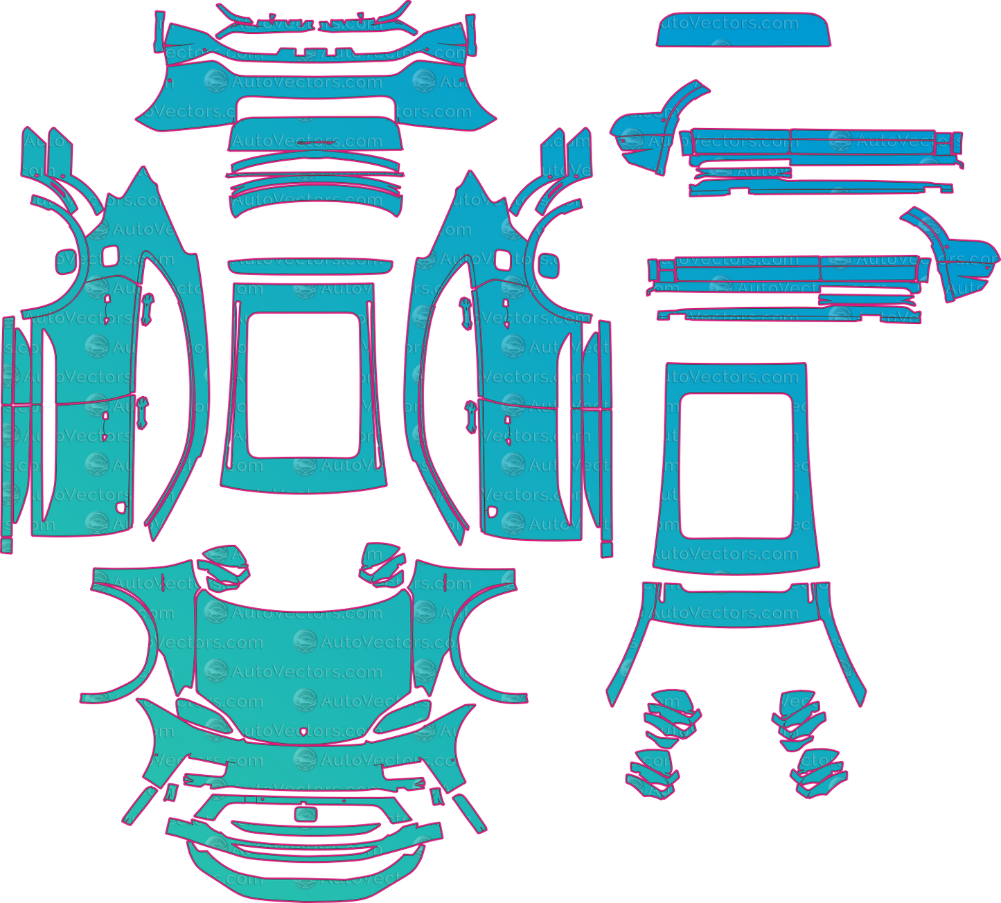 Porsche Macan Electric GTS (From 2026) SUV Pre-Cut PPF Pattern Templates – pre-cut PPF pattern templates, digital download vector files (CDR, AI, PDF, DXF, SVG)