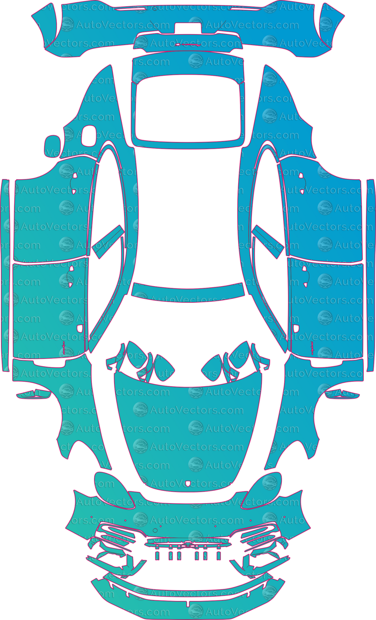 Porsche Panamera 4 V1 With Sport R-Design Executive (From 2021) Sedan pre-cut PPF pattern layout