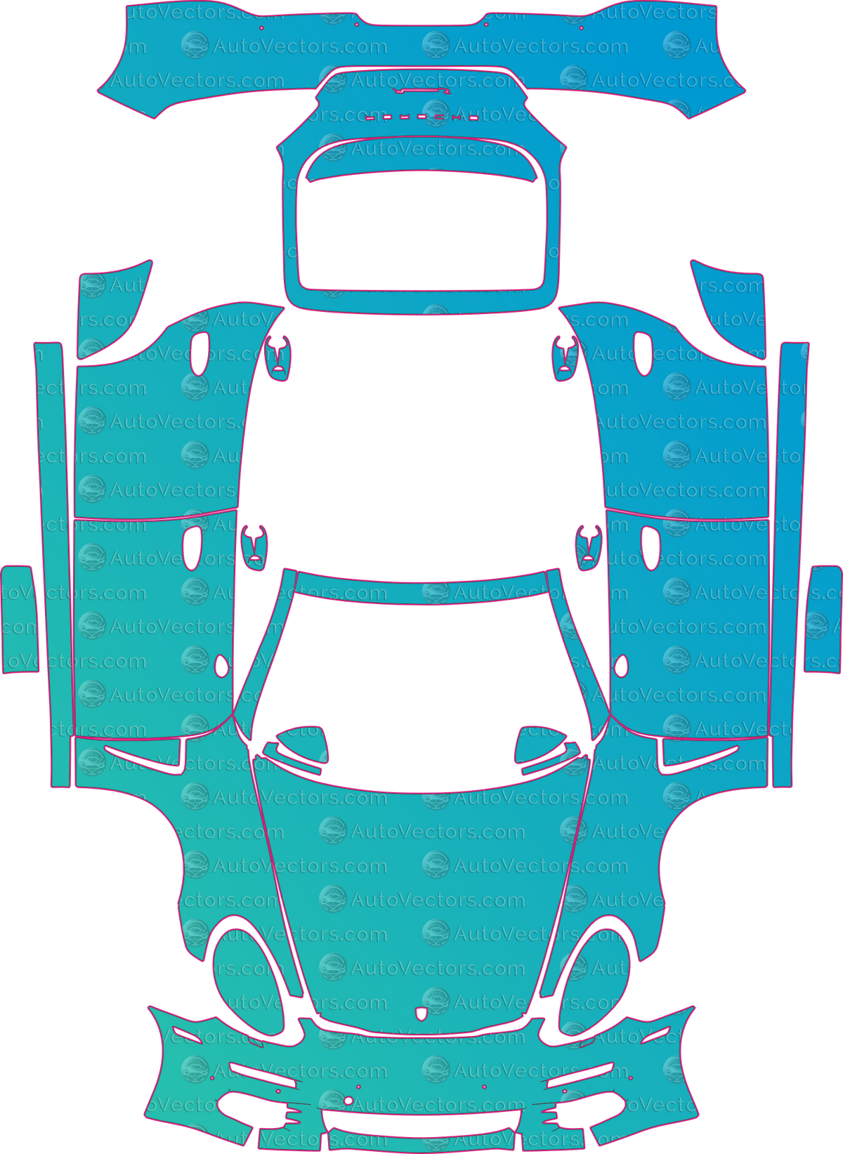 Porsche Panamera 4S Executive-Base-4S-S-4 (From 2013) Sedan pre-cut PPF pattern layout
