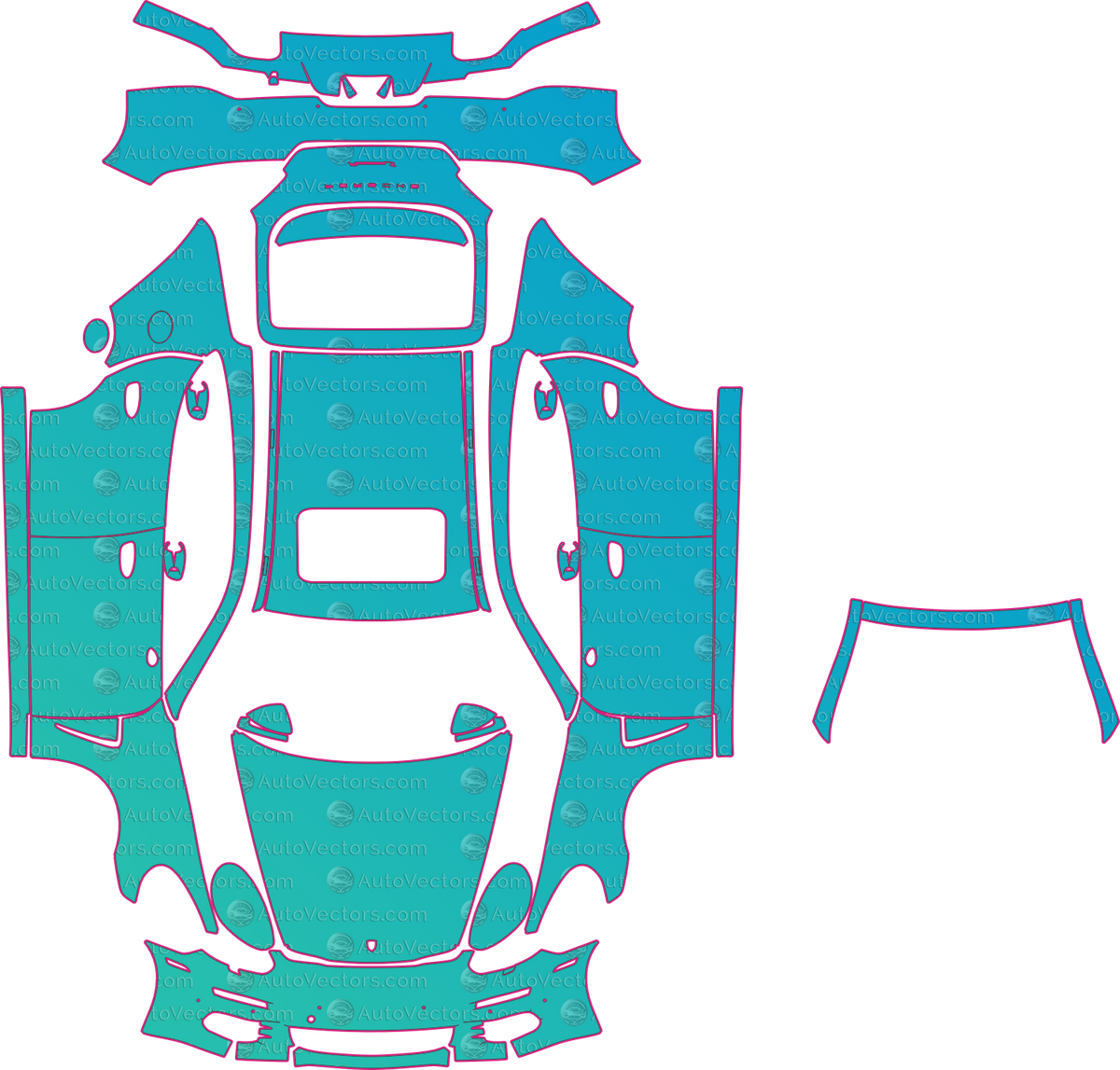 Porsche Panamera E-Hybrid S (From 2013) Sedan pre-cut PPF pattern layout