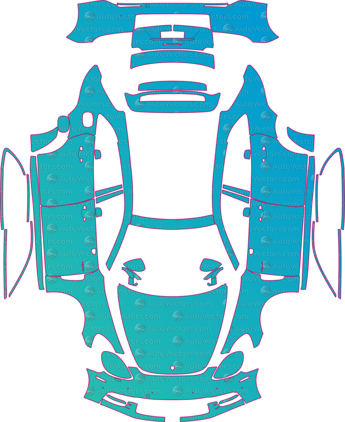 Porsche Panamera Sport Turismo 4 E-Hybrid-4-4S-Base (From 2017) Wagon pre-cut PPF pattern layout