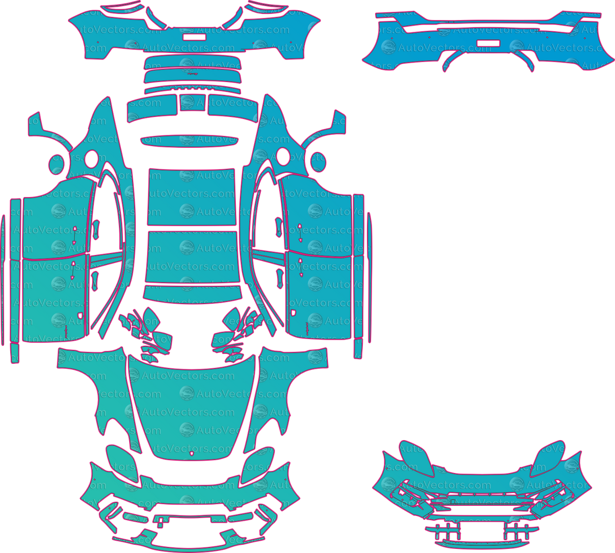 Porsche Panamera Turbo E-Hybrid (From 2024) Sedan pre-cut PPF pattern layout