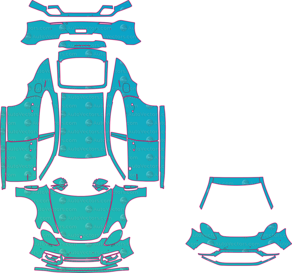 Porsche Panamera Turbo S E-Hybrd Executive (From 2021) Sedan pre-cut PPF pattern layout