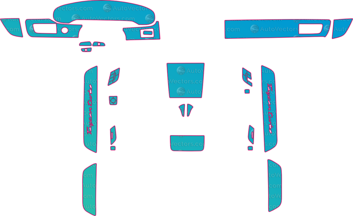 Porsche Taycan J1 Turbo (From 2019) Interior – interior pre-cut PPF pattern templates, instant digital download vector cut files (CDR, AI, PDF, SVG)