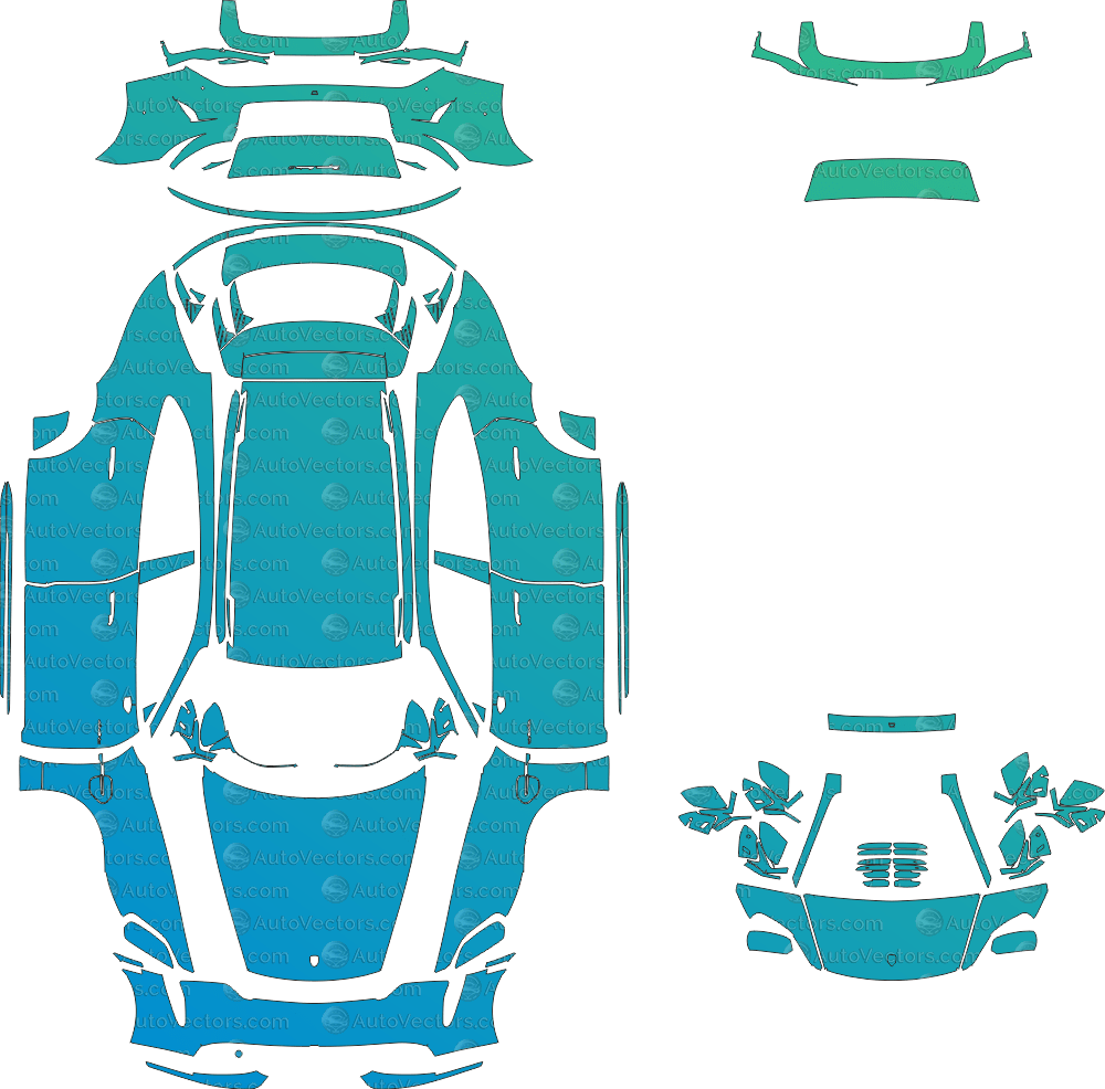 Porsche Taycan Sport Turismo Turbo S J1 (From 2024) Wagon pre-cut PPF vector template download