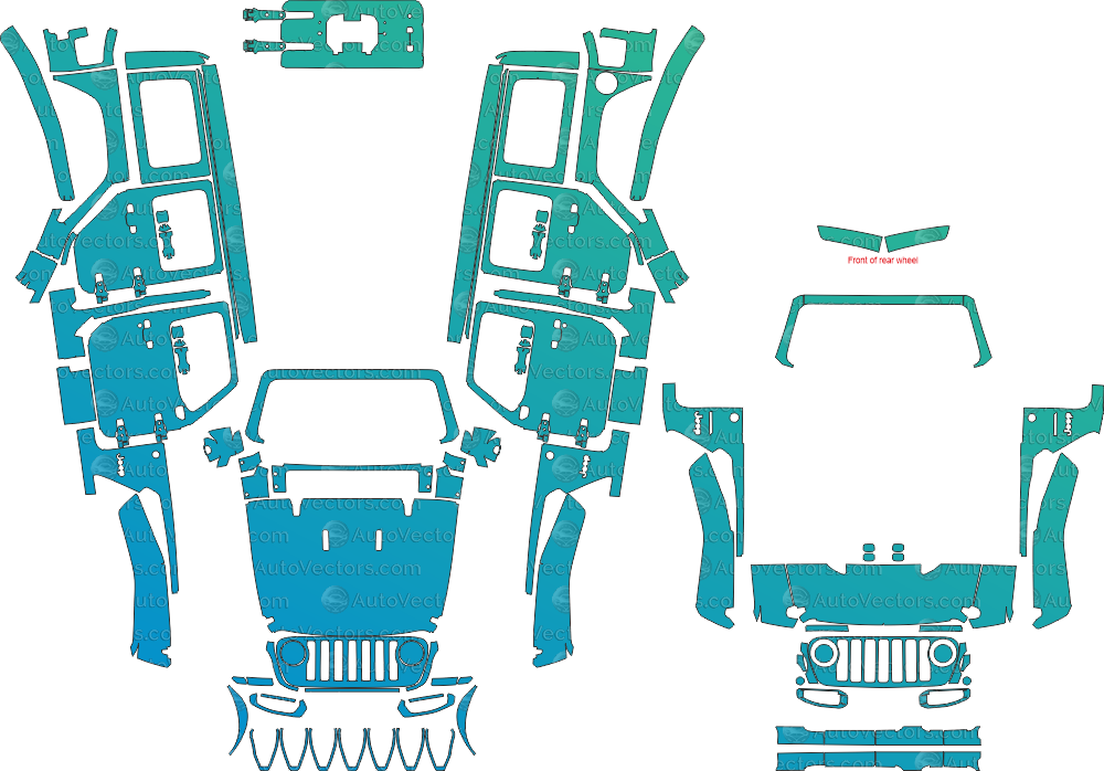 Jeep Wrangler JL Sahara 4-Door pre-cut PPF pattern templates for paint protection film