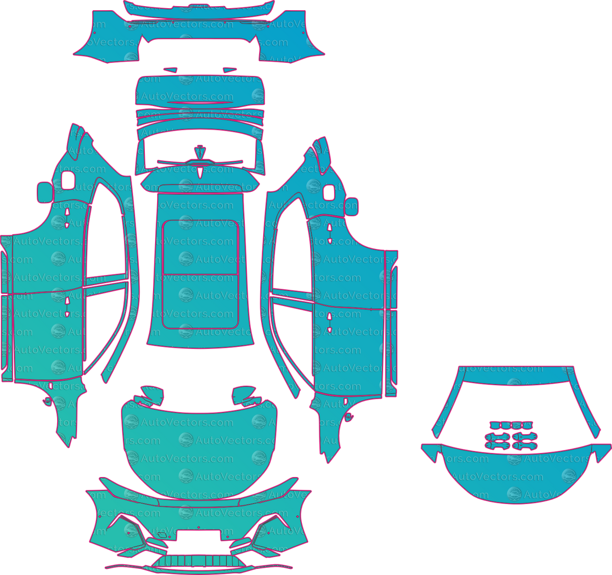 Proton e.MAS 7 Phev (From 2025) SUV pre-cut PPF pattern layout