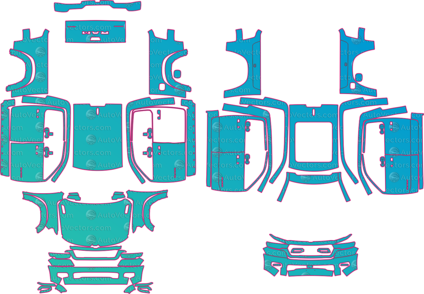 RAM 1500 DT Big Horn (From 2025) Pickup – pre-cut PPF pattern templates, instant digital download vector cut files (CDR, AI, PDF, SVG)