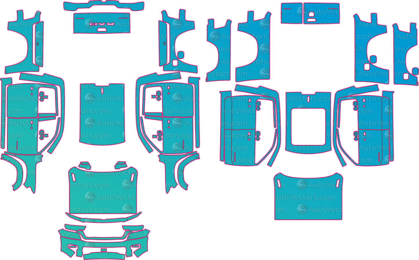 Ram 1500 DT LaRamie (From 2025) Pickup – pre-cut PPF pattern templates, instant digital download vector cut files (CDR, AI, PDF, SVG)
