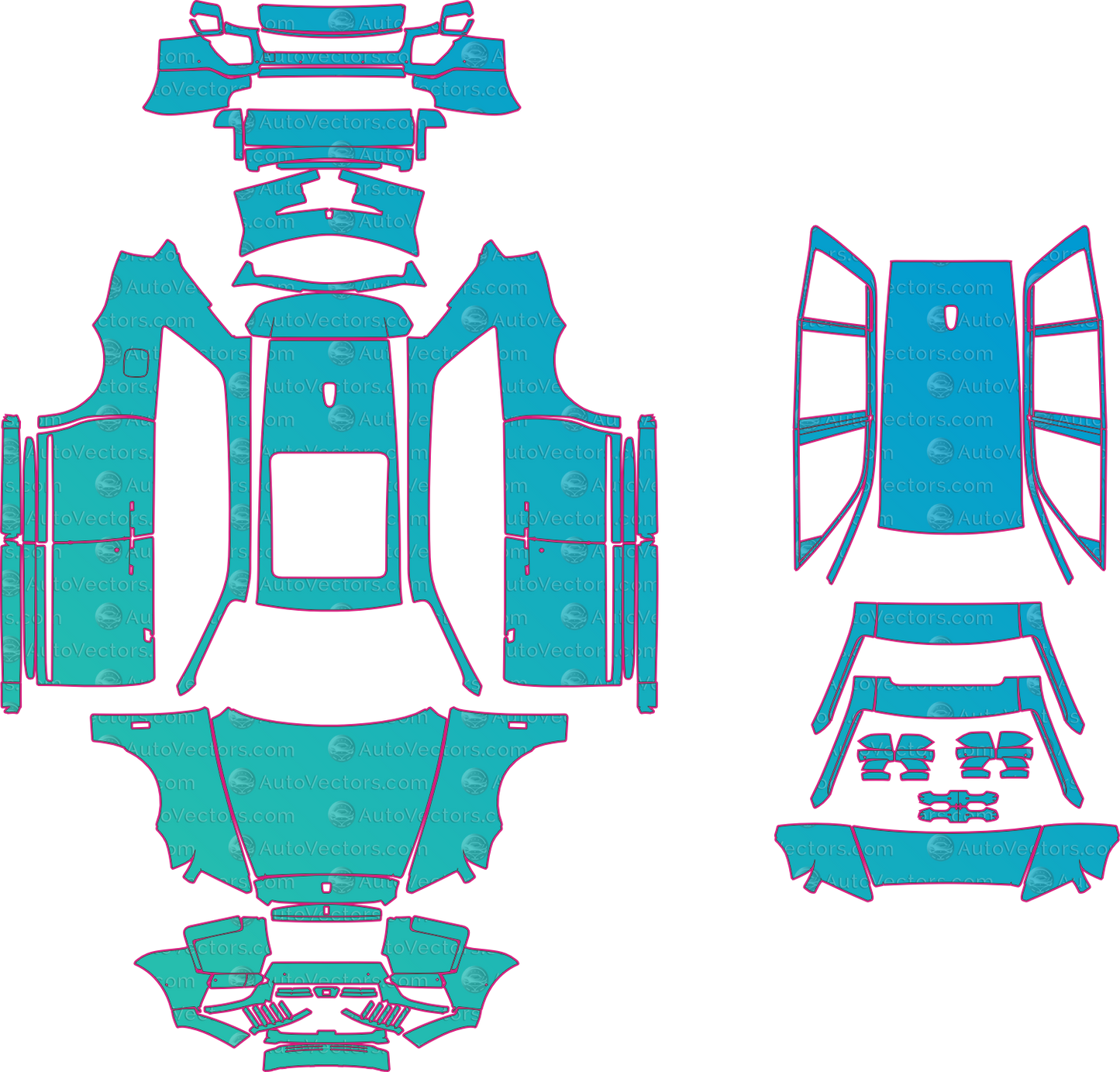 Rolls-Royce Cullinan RR31 LCI (From 2025) SUV Pre-Cut PPF Pattern Templates – pre-cut PPF pattern templates, digital download vector files (CDR, AI, PDF, DXF, SVG)