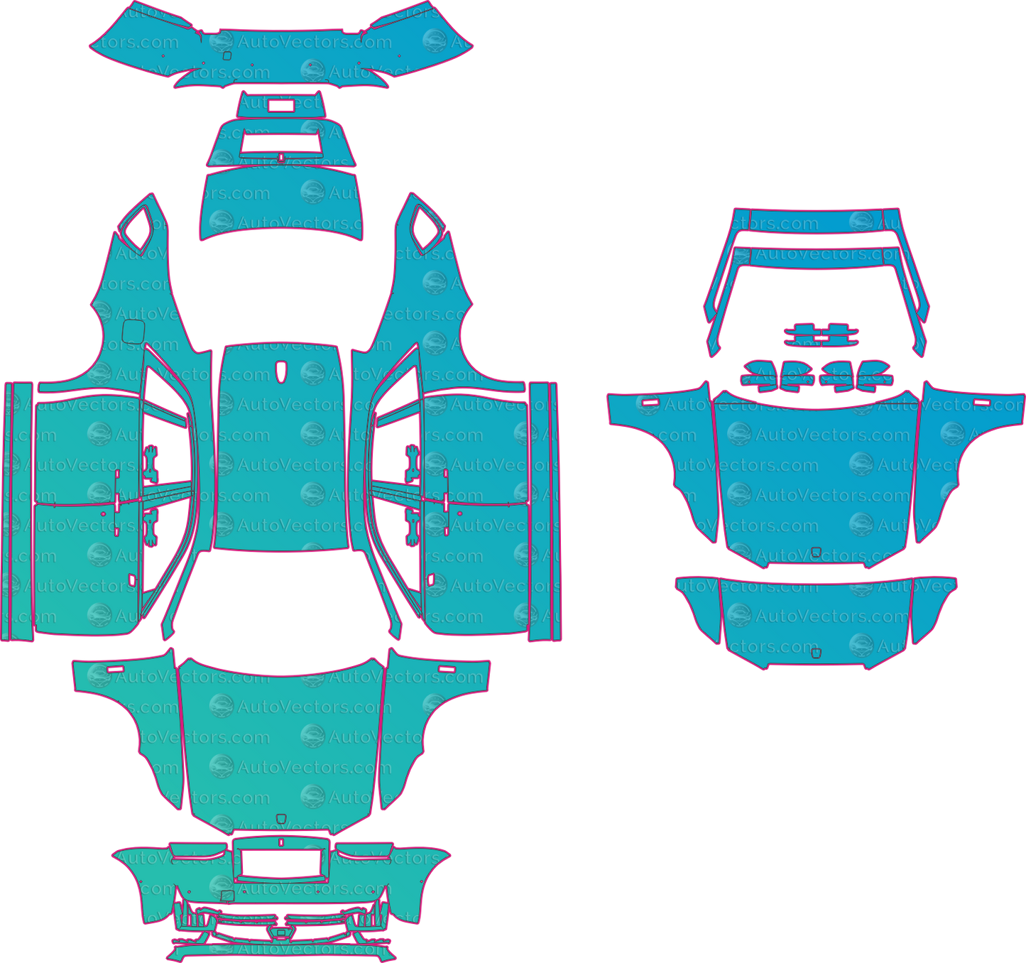 Rolls-Royce Ghost RR21 Standard Wheelbase (From 2025) Sedan Pre-Cut PPF Pattern Templates – pre-cut PPF pattern templates, digital download vector files (CDR, AI, PDF, DXF, SVG)
