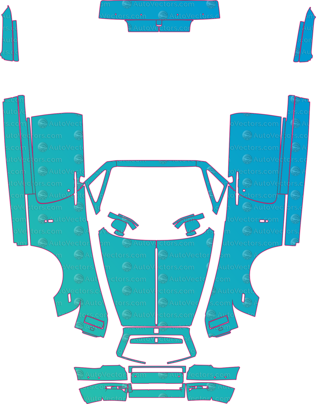 Rolls-Royce Phantom (From 2014) Coupe pre-cut PPF pattern layout