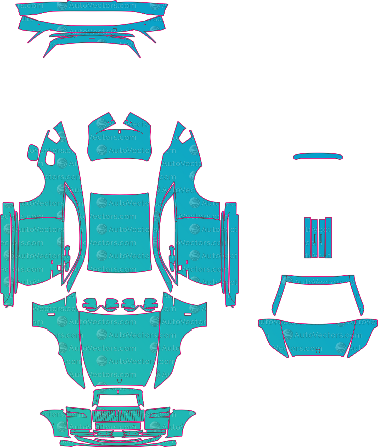 Rolls-Royce Spectre (2023-2025) Coupe Pre-Cut PPF Pattern Templates – pre-cut PPF pattern templates, digital download vector files (CDR, AI, PDF, DXF, SVG)