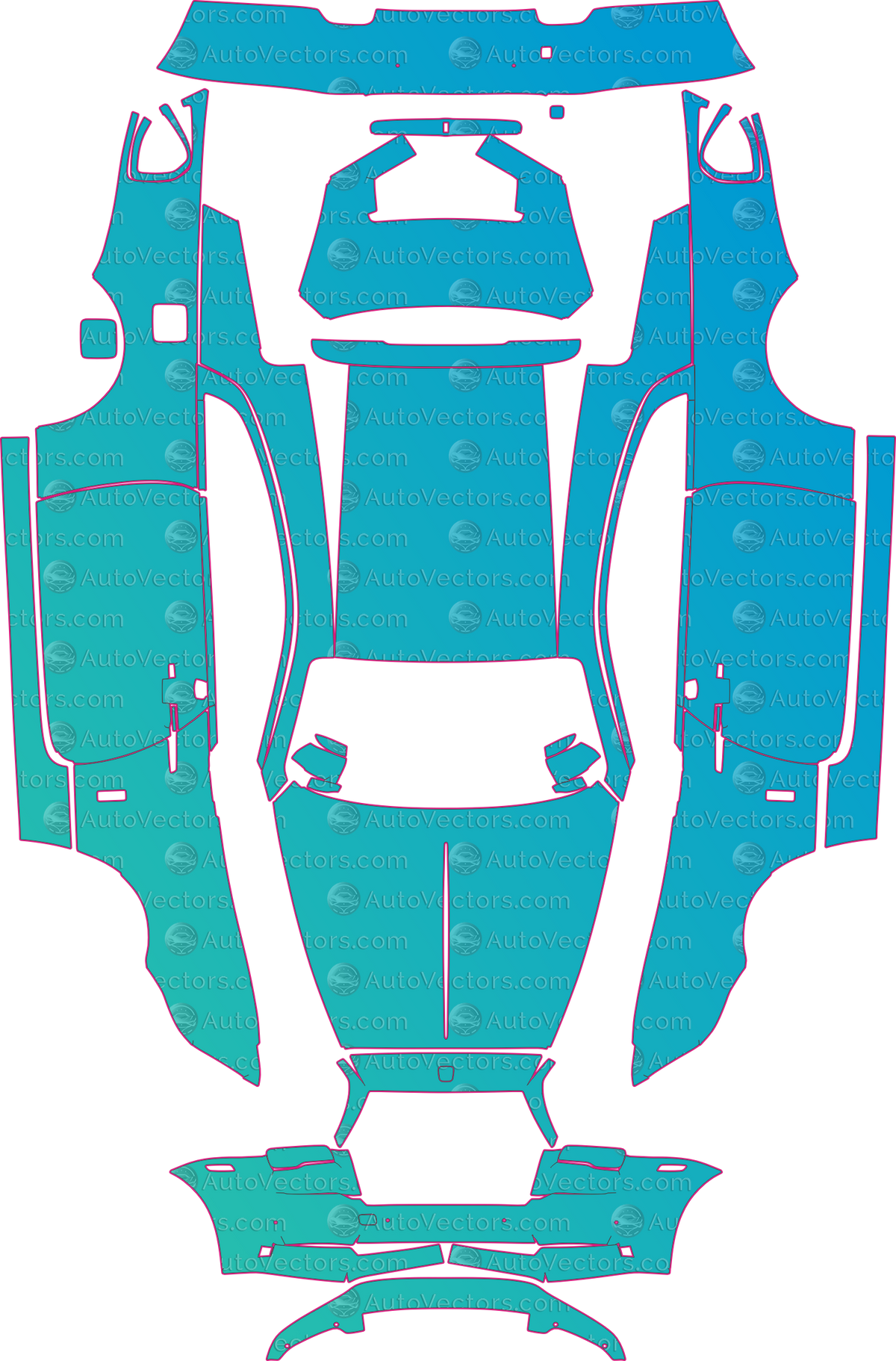 Rolls-Royce Wraith Base (From 2017) Coupe pre-cut PPF pattern layout
