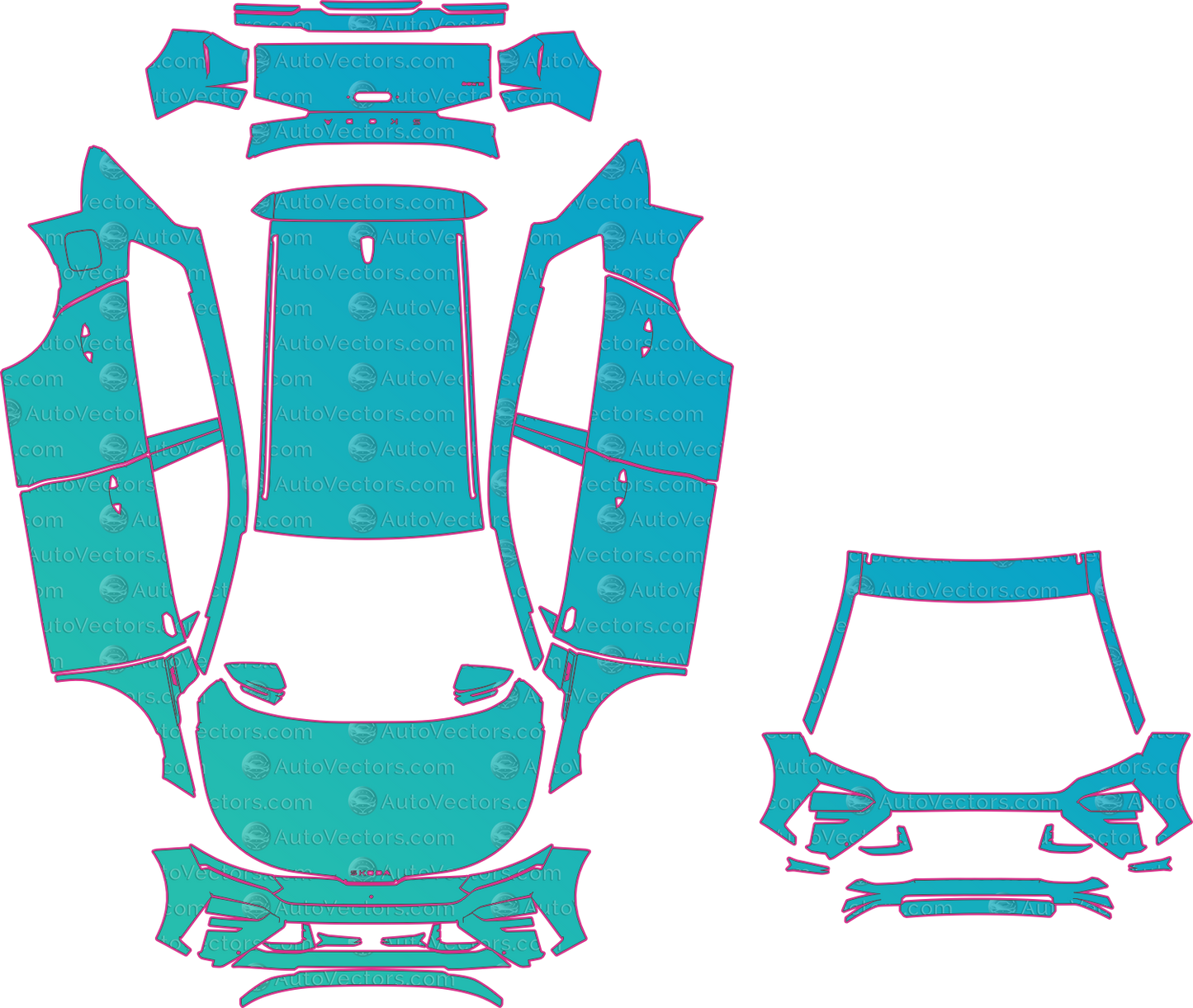 Škoda Elroq VRS (From 2025) SUV – pre-cut PPF pattern templates, instant digital download vector cut files (CDR, AI, PDF, SVG)