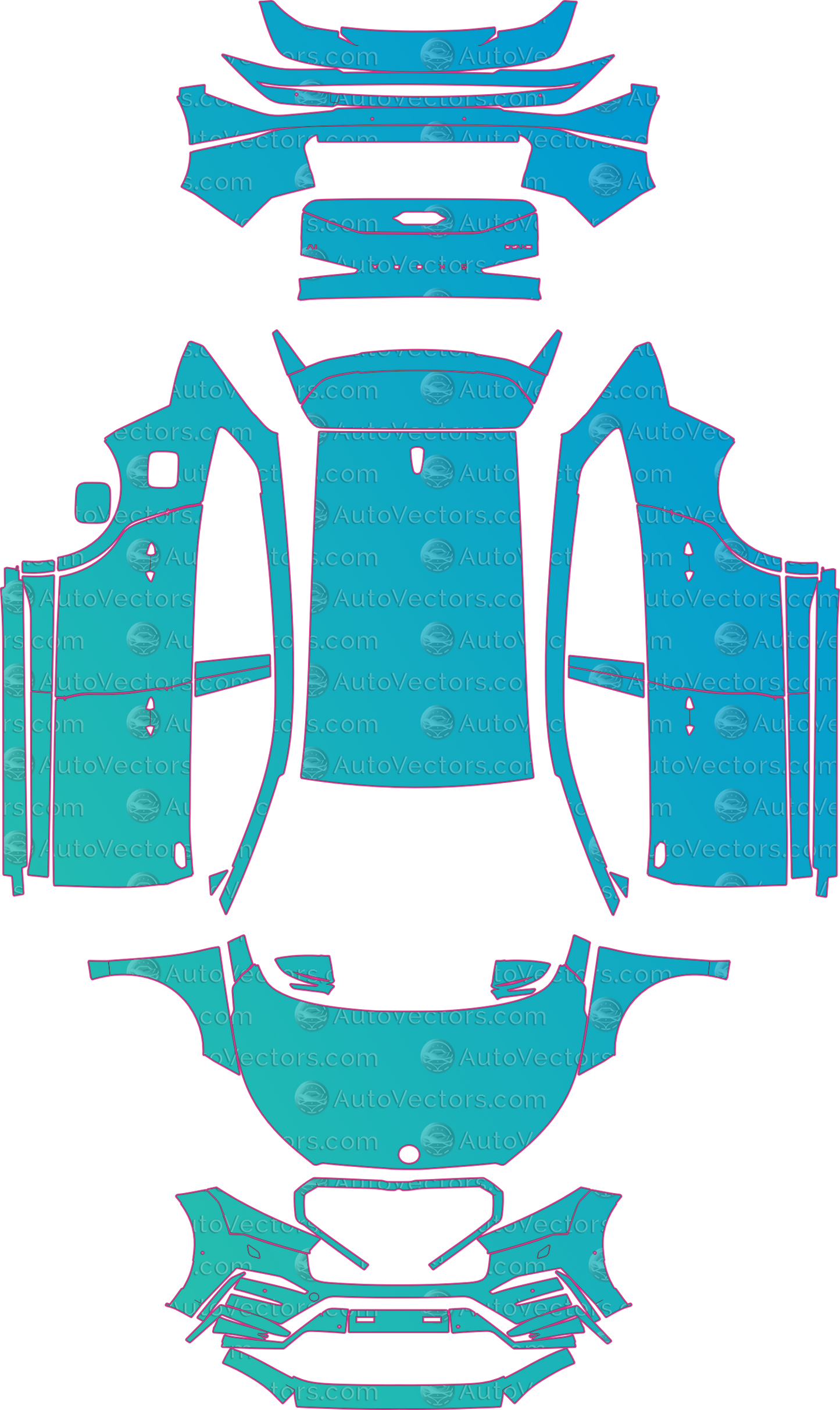 Skoda Enyaq iV RS (From 2022) SUV – pre-cut PPF pattern templates, instant digital download vector cut files (CDR, AI, PDF, SVG)
