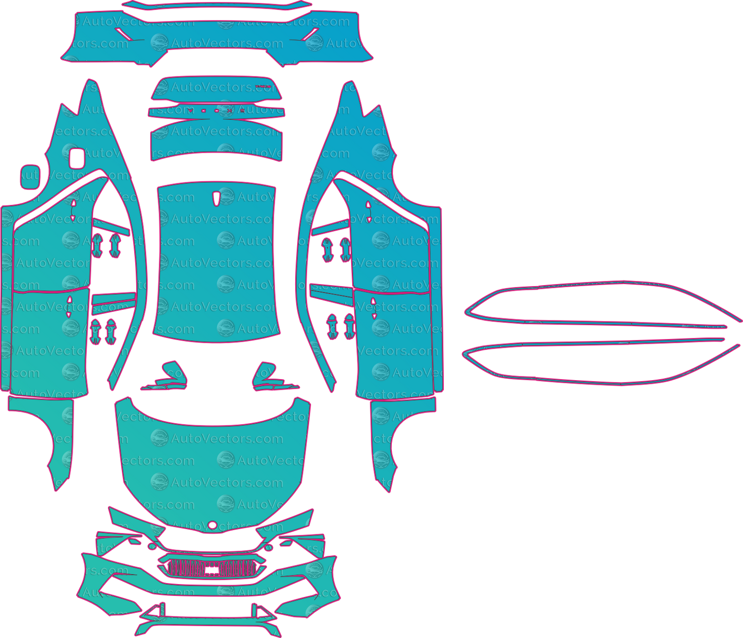 Skoda Octavia NX RS (From 2024) Sedan – pre-cut PPF pattern templates, instant digital download vector cut files (CDR, AI, PDF, SVG)