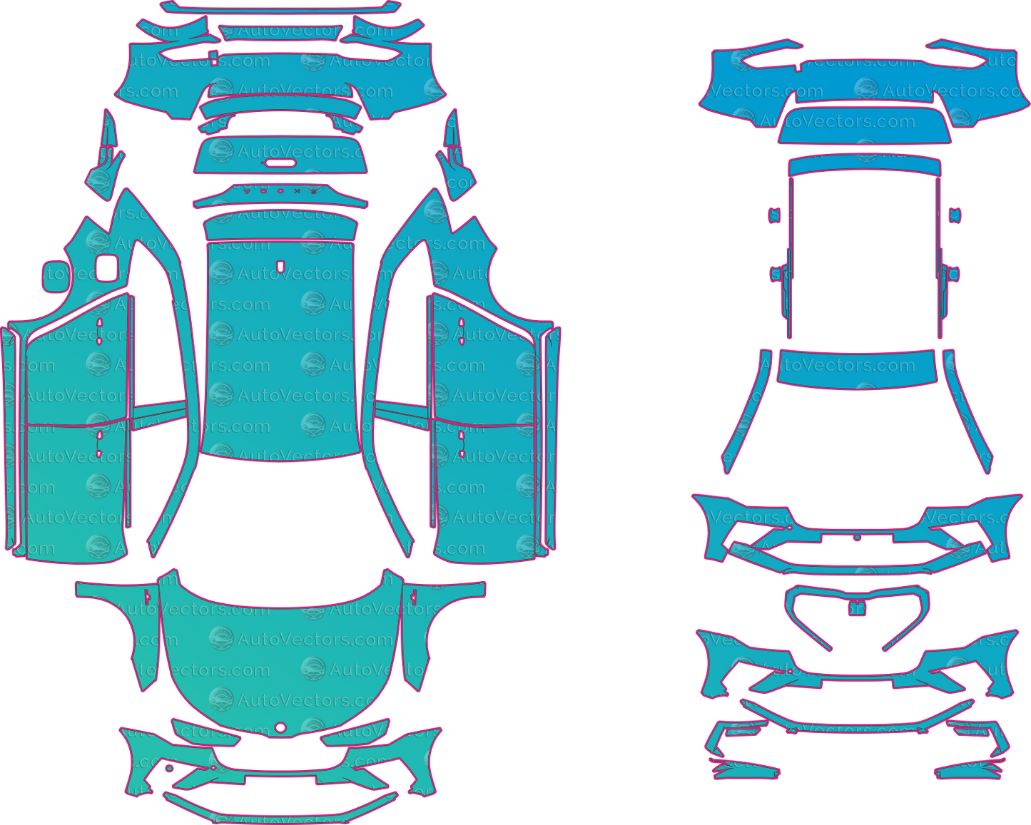 Skoda Scala Base (From 2026) Hatchback – pre-cut PPF pattern templates, instant digital download vector cut files (CDR, AI, PDF, SVG)