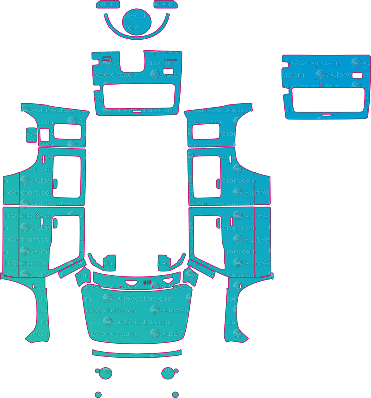 Suzuki JIMNY JC74 4Doors (From 2024) SUV – pre-cut PPF pattern templates, instant digital download vector cut files (CDR, AI, PDF, SVG)