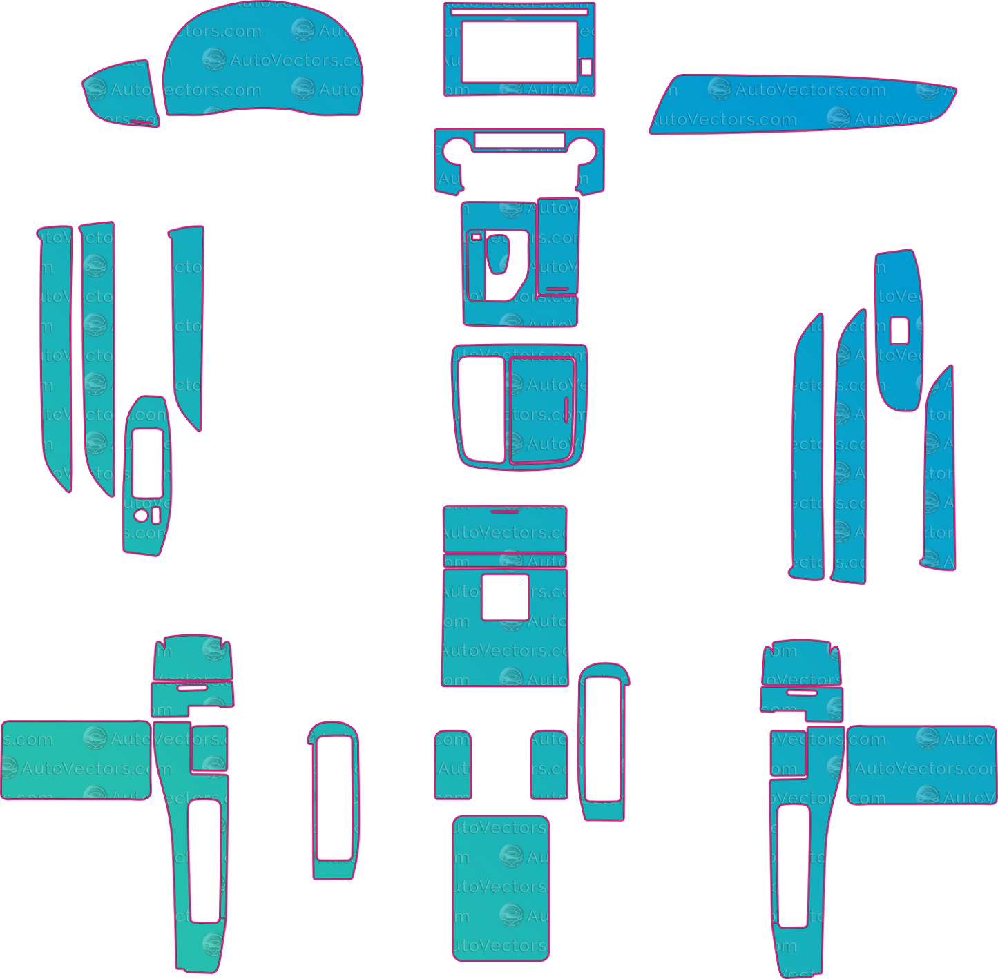 Toyota Alphard Base (From 2017) Van Interior – interior pre-cut PPF pattern templates, instant digital download vector cut files (CDR, AI, PDF, SVG)