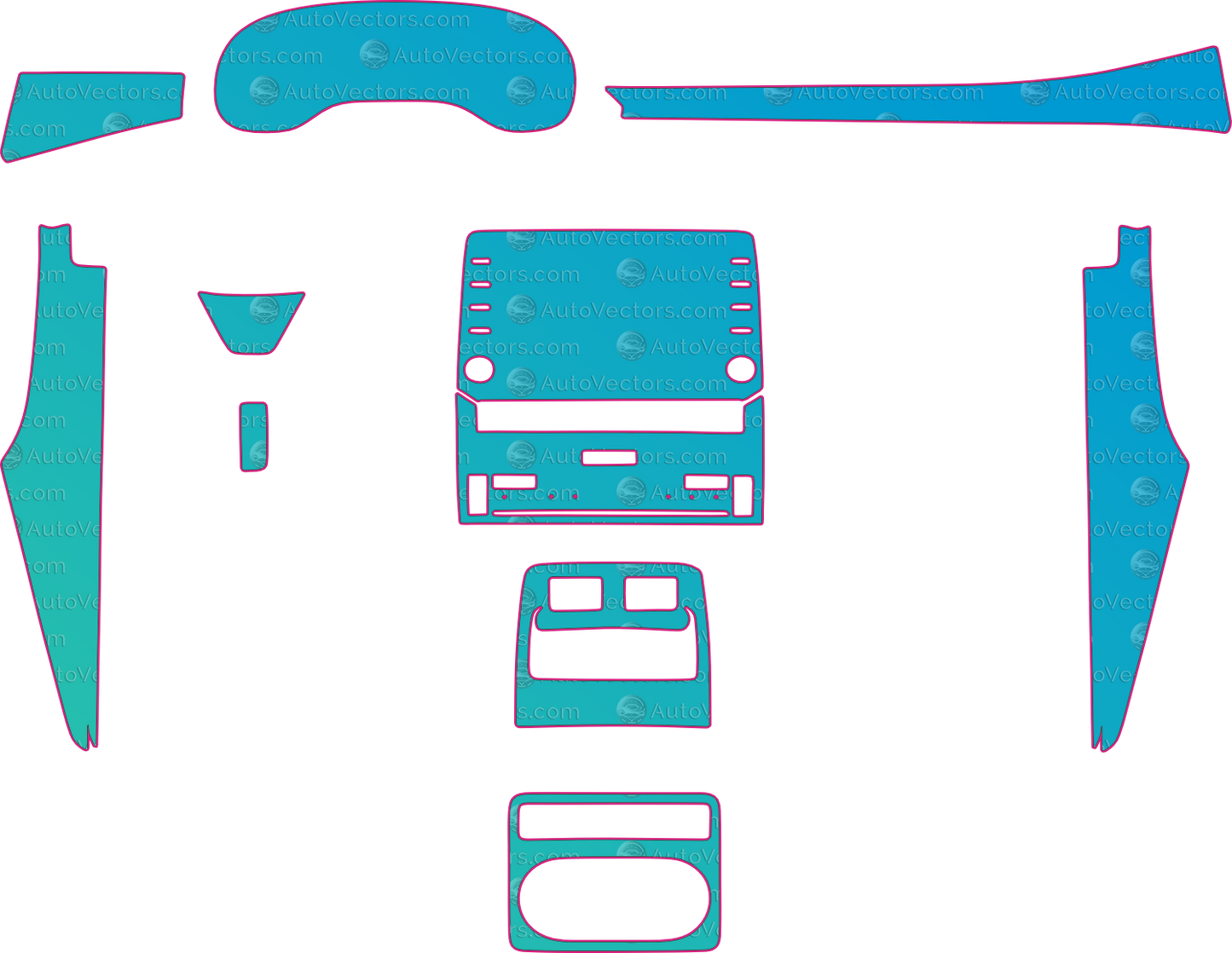 Toyota Avalon Ver2 (From 2019) Sedan Interior – interior pre-cut PPF pattern templates, instant digital download vector cut files (CDR, AI, PDF, SVG)