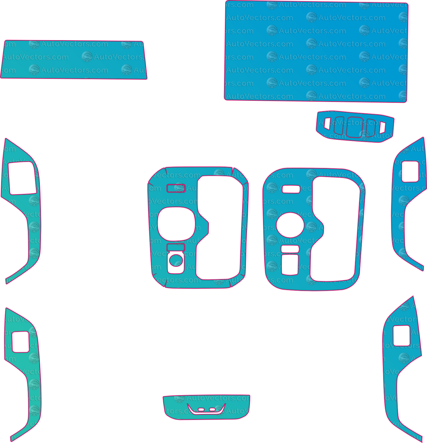 Toyota BZ5 (From 2025) Interior – interior pre-cut PPF pattern templates, instant digital download vector cut files (CDR, AI, PDF, SVG)