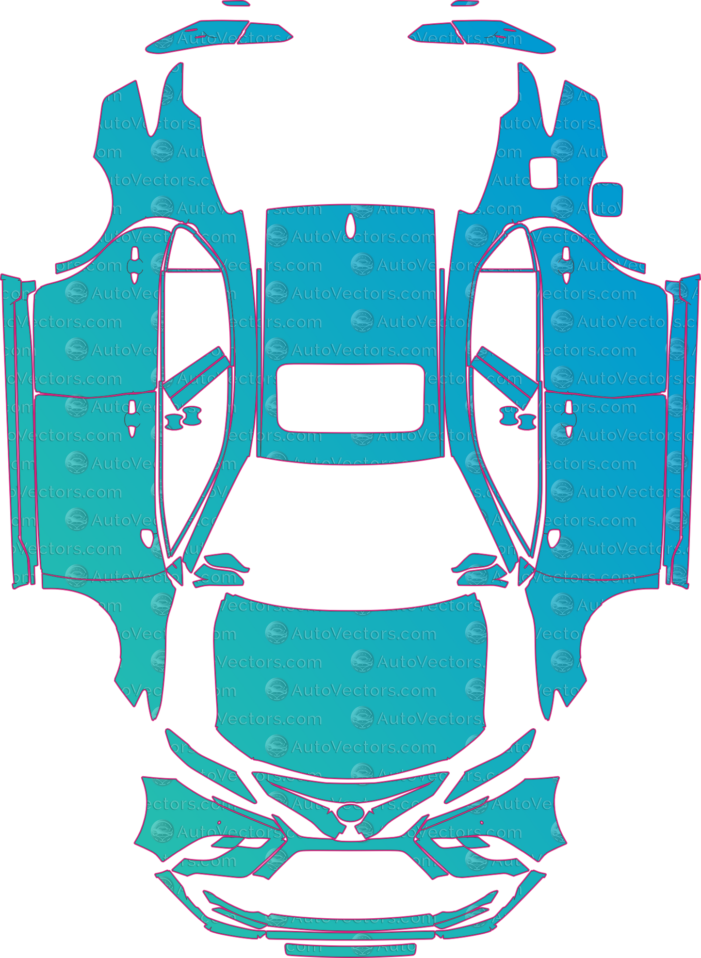 Toyota Camry XV70 TRD (2021-2024) Sedan – pre-cut PPF pattern templates, instant digital download vector cut files (CDR, AI, PDF, SVG)