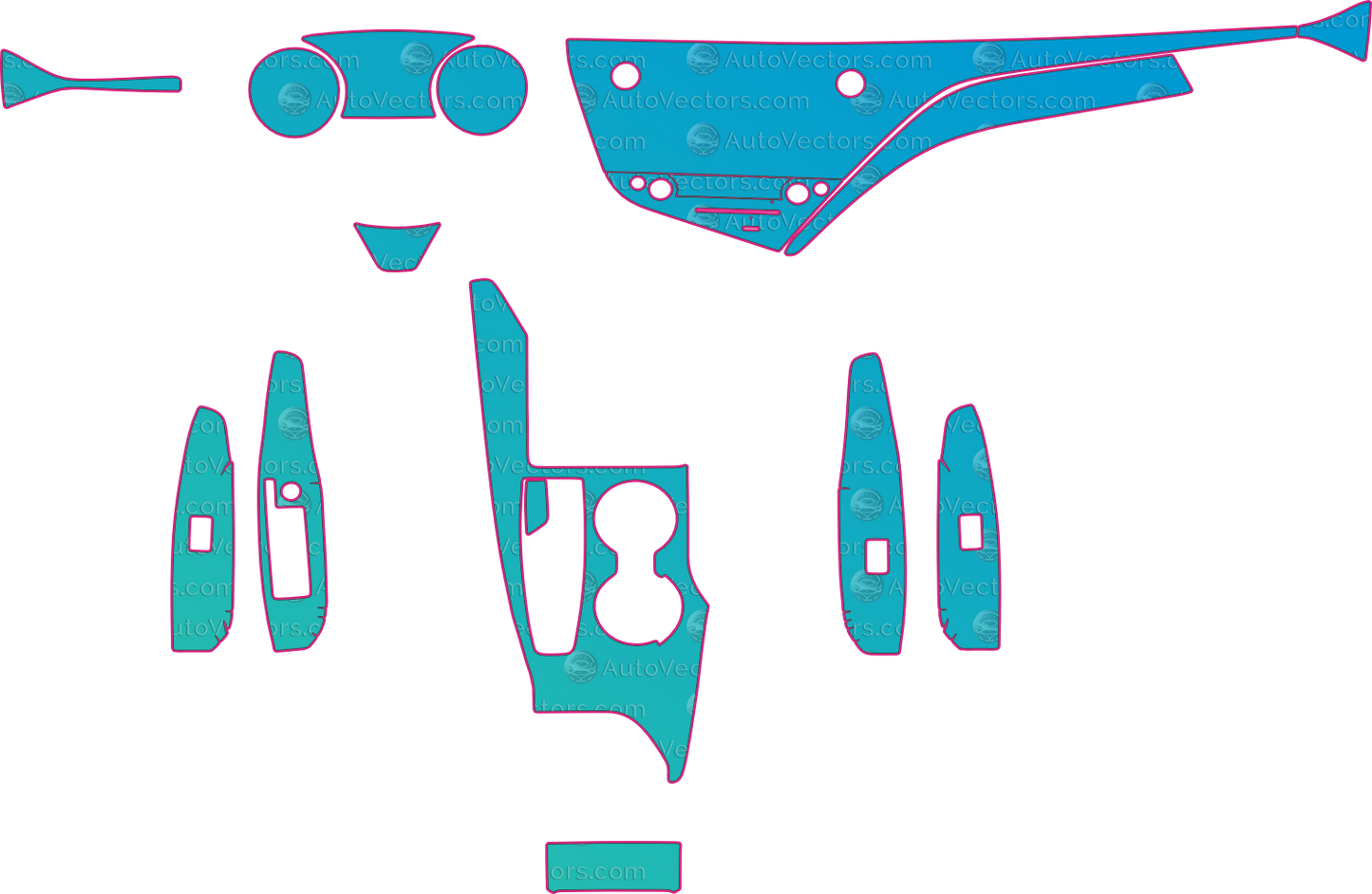 Toyota Camry XV70 Ver1 (From 2019) Sedan Interior – interior pre-cut PPF pattern templates, instant digital download vector cut files (CDR, AI, PDF, SVG)