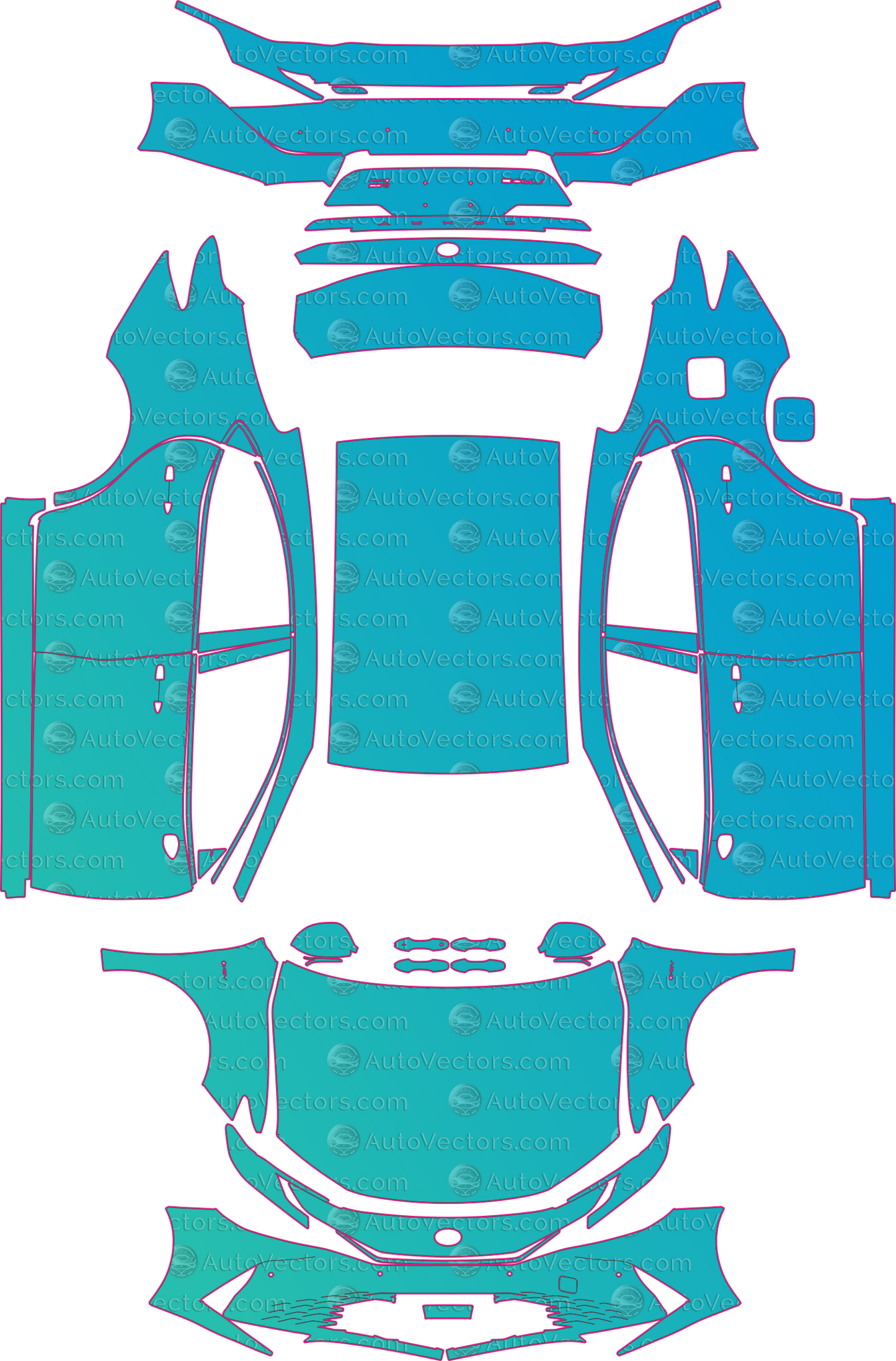 Toyota Camry XV80 CN Luxury (From 2024) Sedan – pre-cut PPF pattern templates, instant digital download vector cut files (CDR, AI, PDF, SVG)