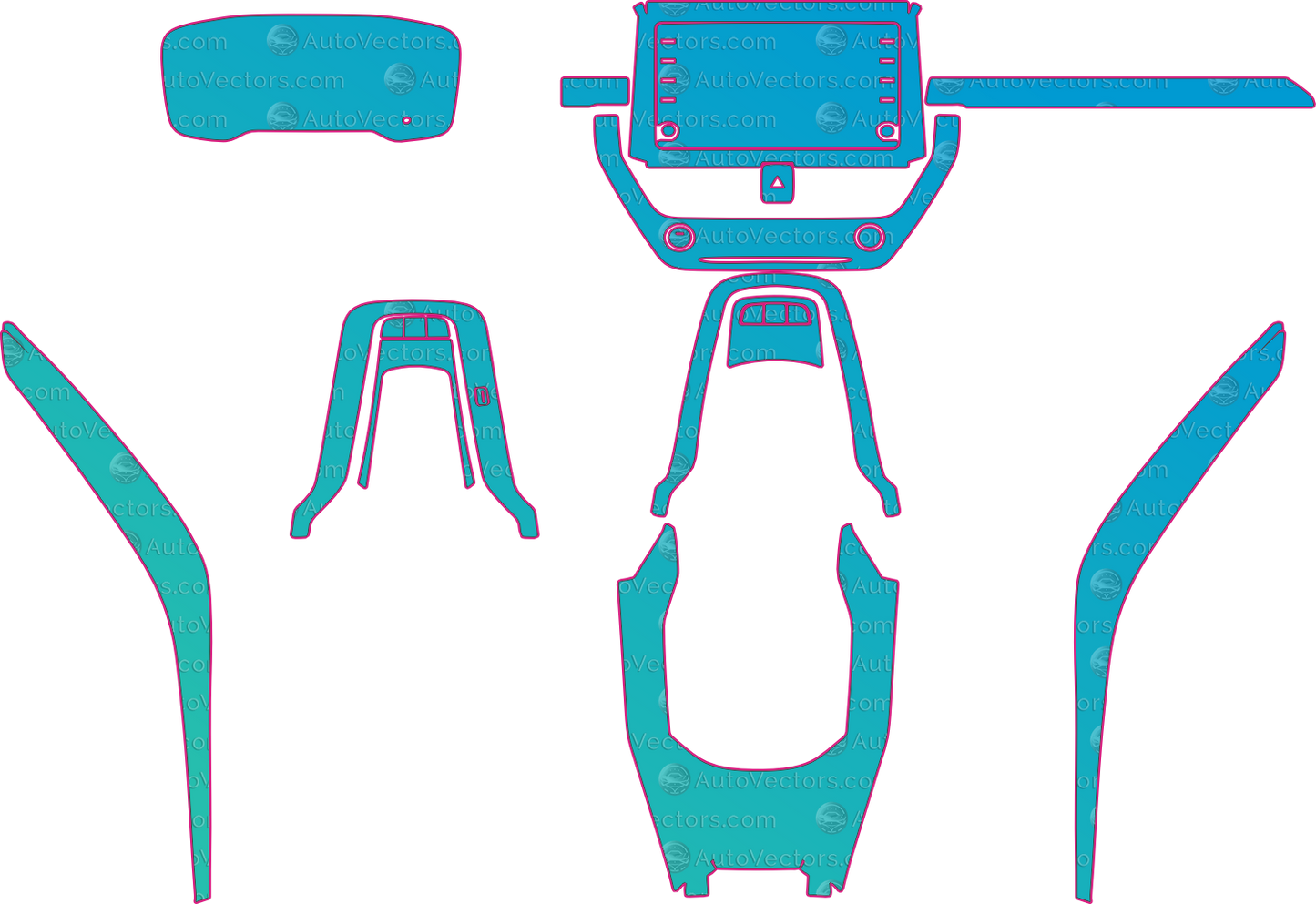 Toyota Corolla (From 2021) Sedan Interior – interior pre-cut PPF pattern templates, instant digital download vector cut files (CDR, AI, PDF, SVG)