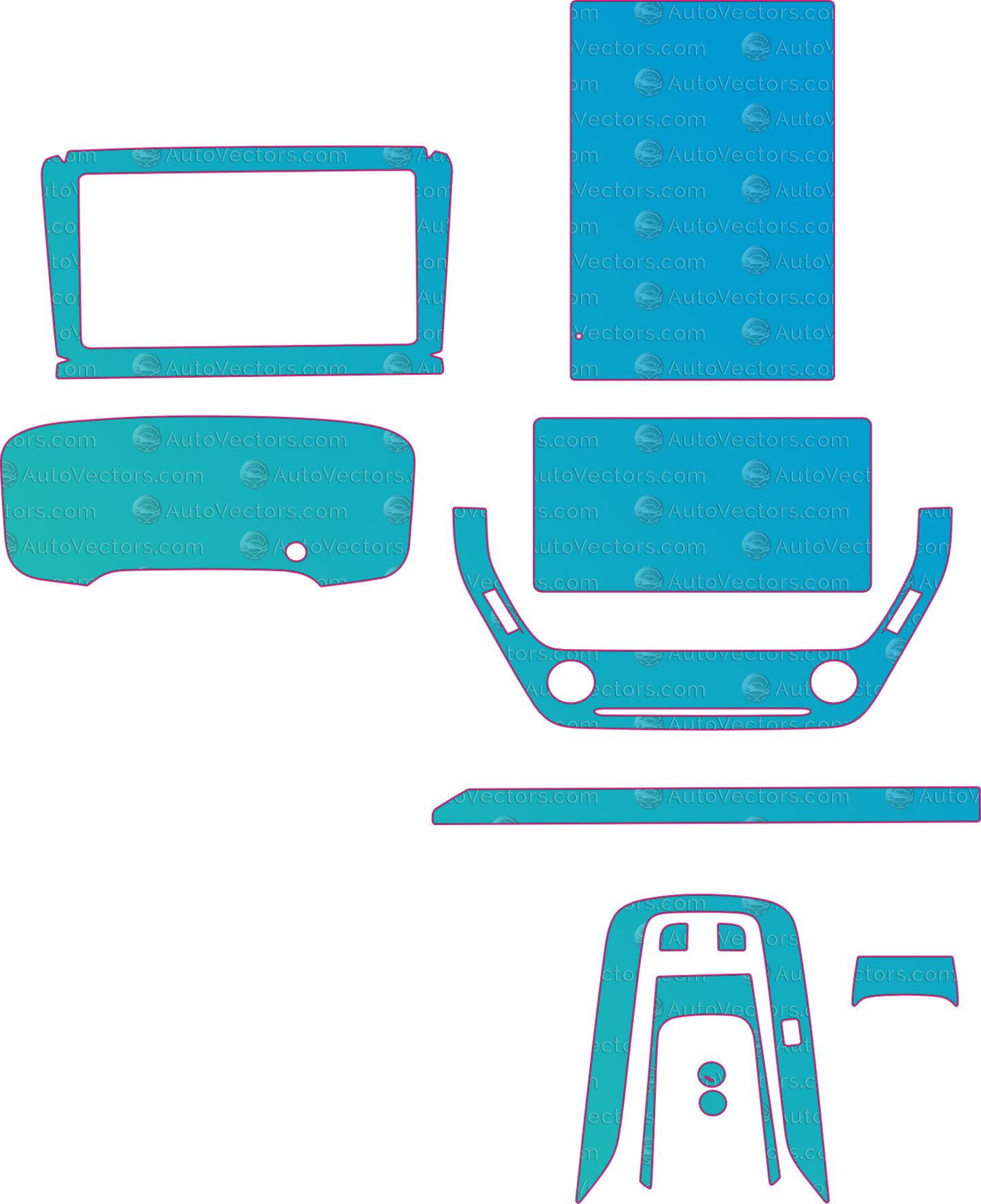 Toyota Corolla Base (From 2022) Interior – interior pre-cut PPF pattern templates, instant digital download vector cut files (CDR, AI, PDF, SVG)
