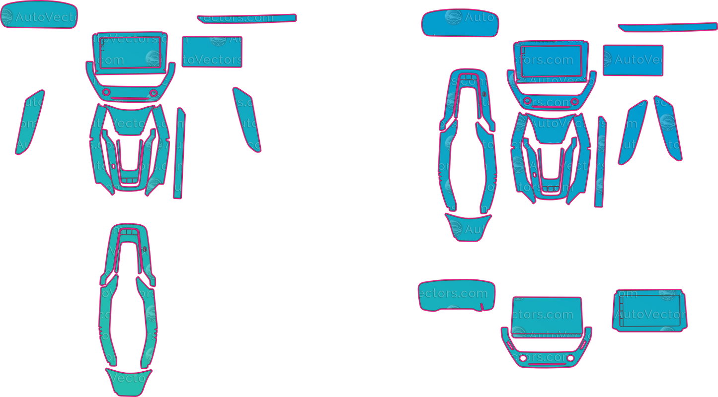 Toyota Corolla Cross Base V2 (From 2022) SUV Interior – interior pre-cut PPF pattern templates, instant digital download vector cut files (CDR, AI, PDF, SVG)