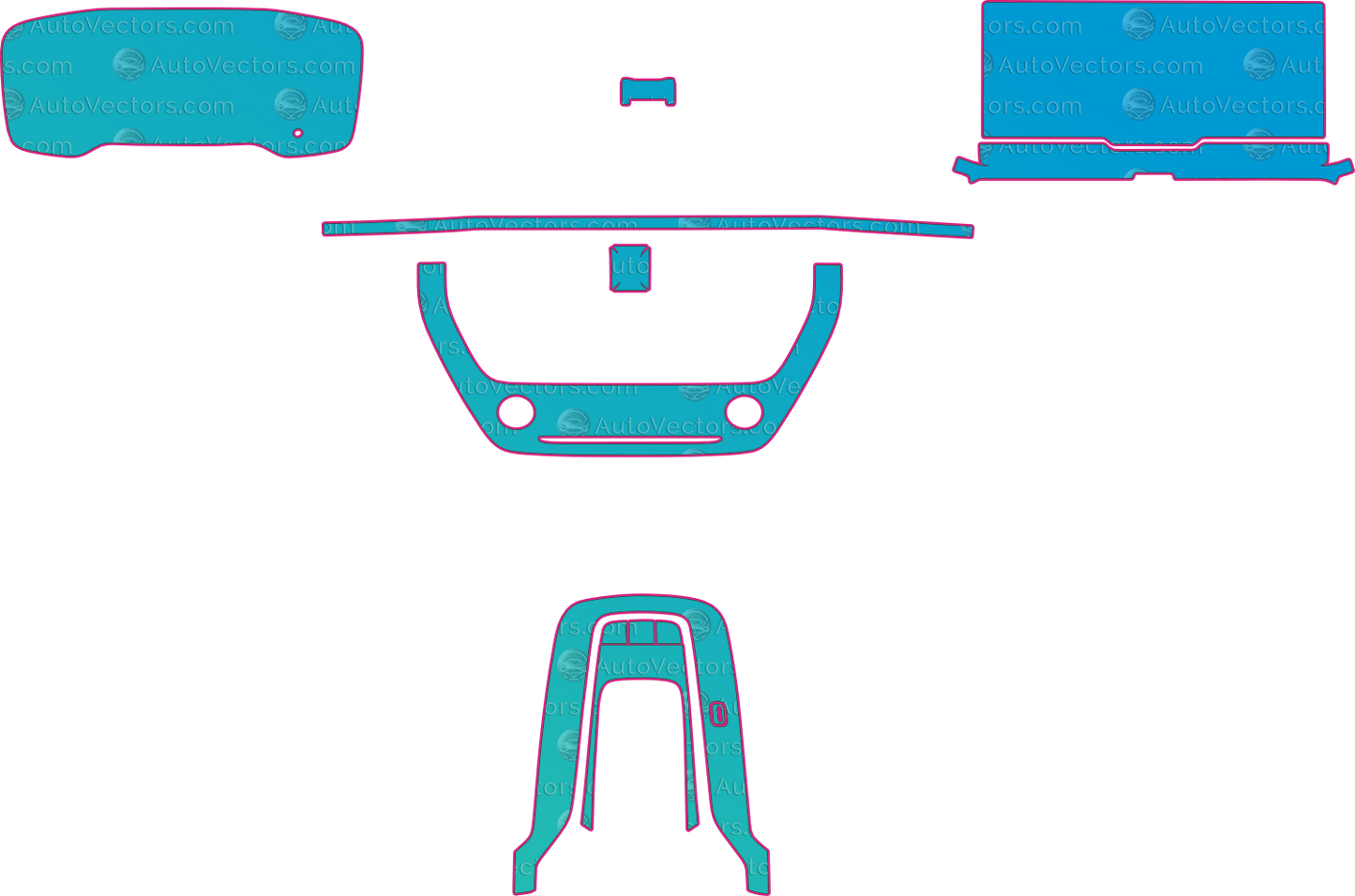Toyota Corolla Cross Base2 (From 2022) SUV Interior – interior pre-cut PPF pattern templates, instant digital download vector cut files (CDR, AI, PDF, SVG)